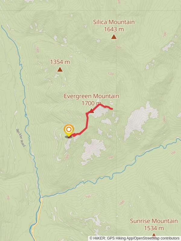 Evergreen Mountain via Evergreen Lookout Trail mobile static map
