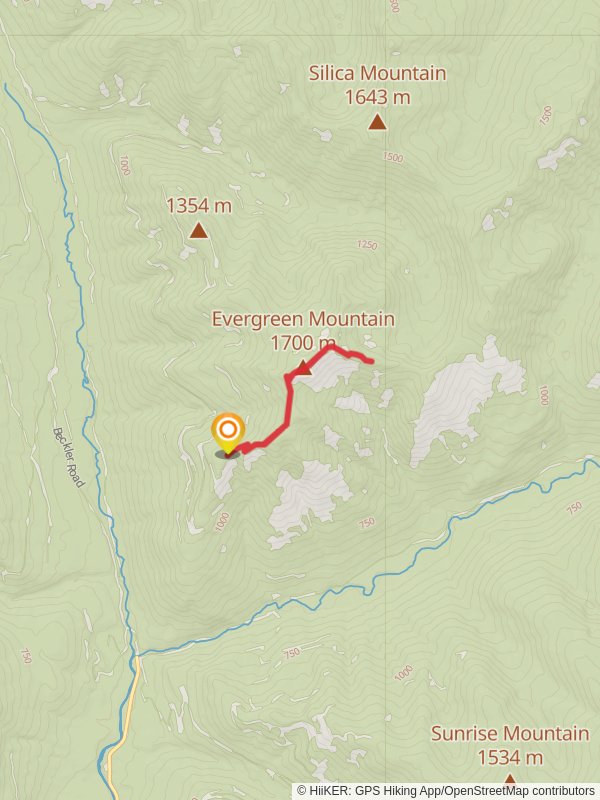 Evergreen Mountain via Evergreen Lookout Trail mobile static map