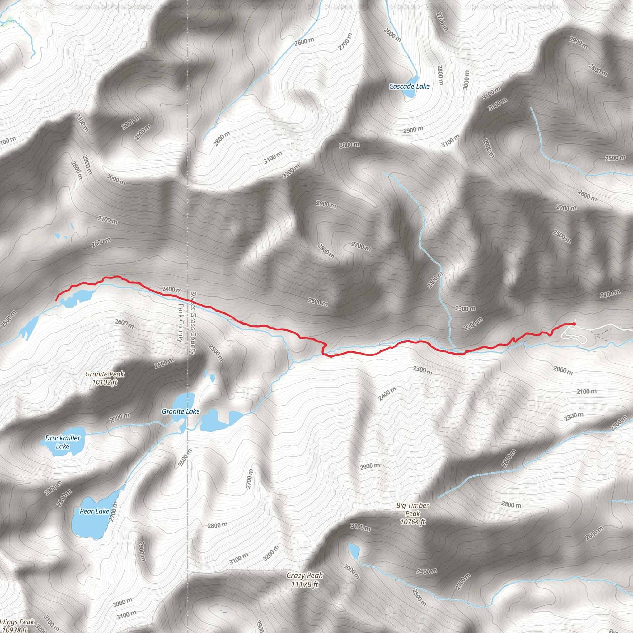 Twin Lakes via Big Timber Creek mobile static map
