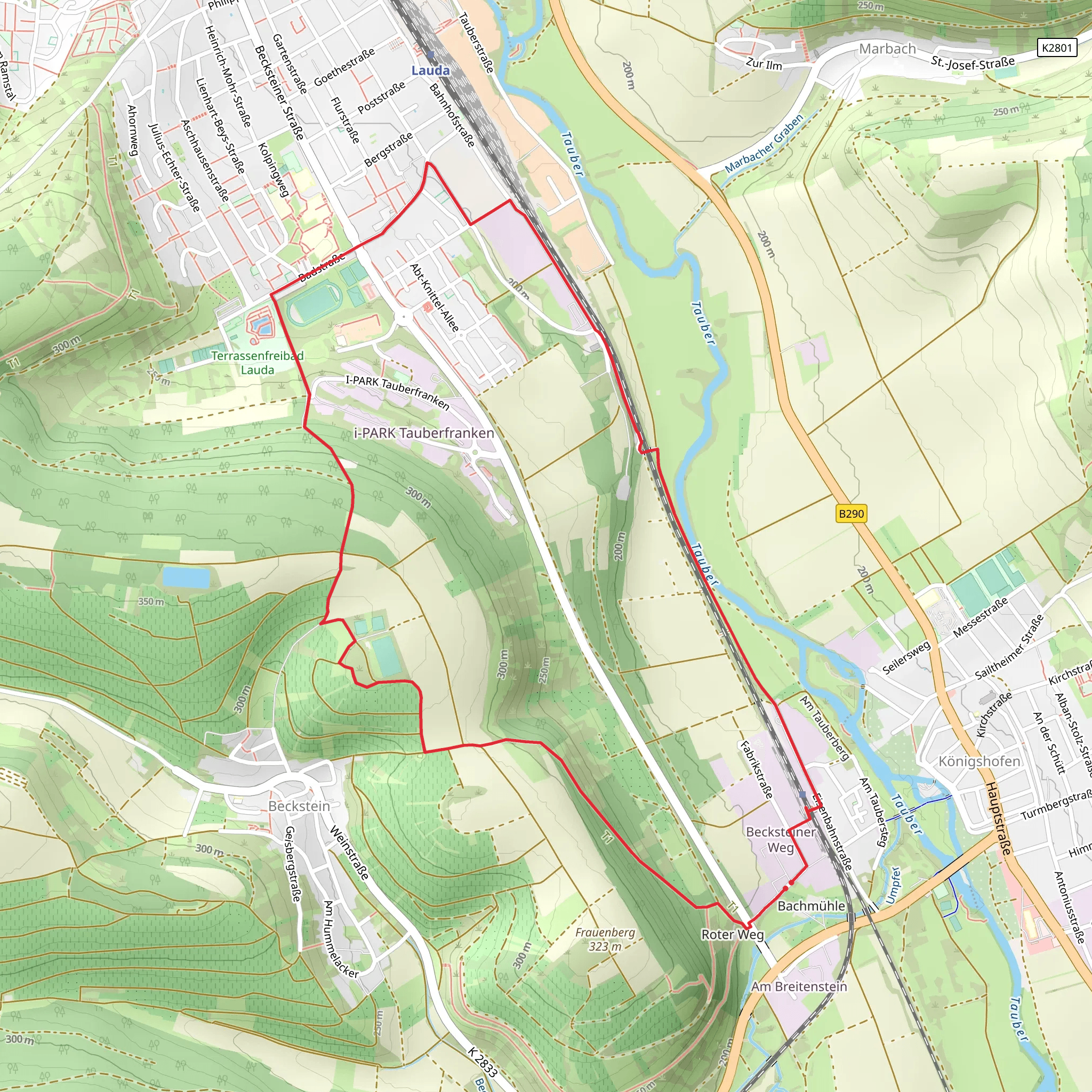 Panoramaweg Taubertal and Main Neckar Rhein Weg mobile static map