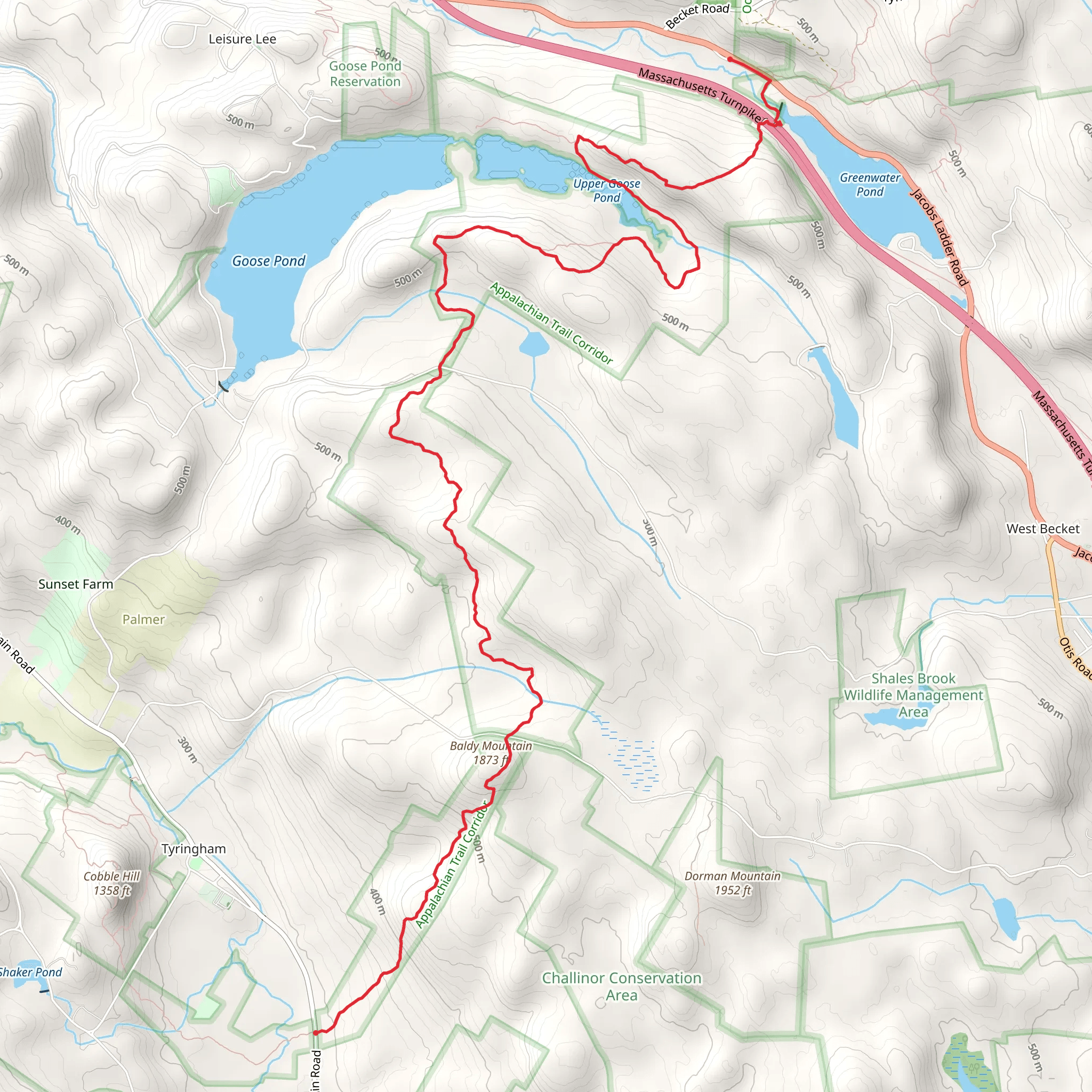 Goose Pond and Baldy Mountain mobile static map
