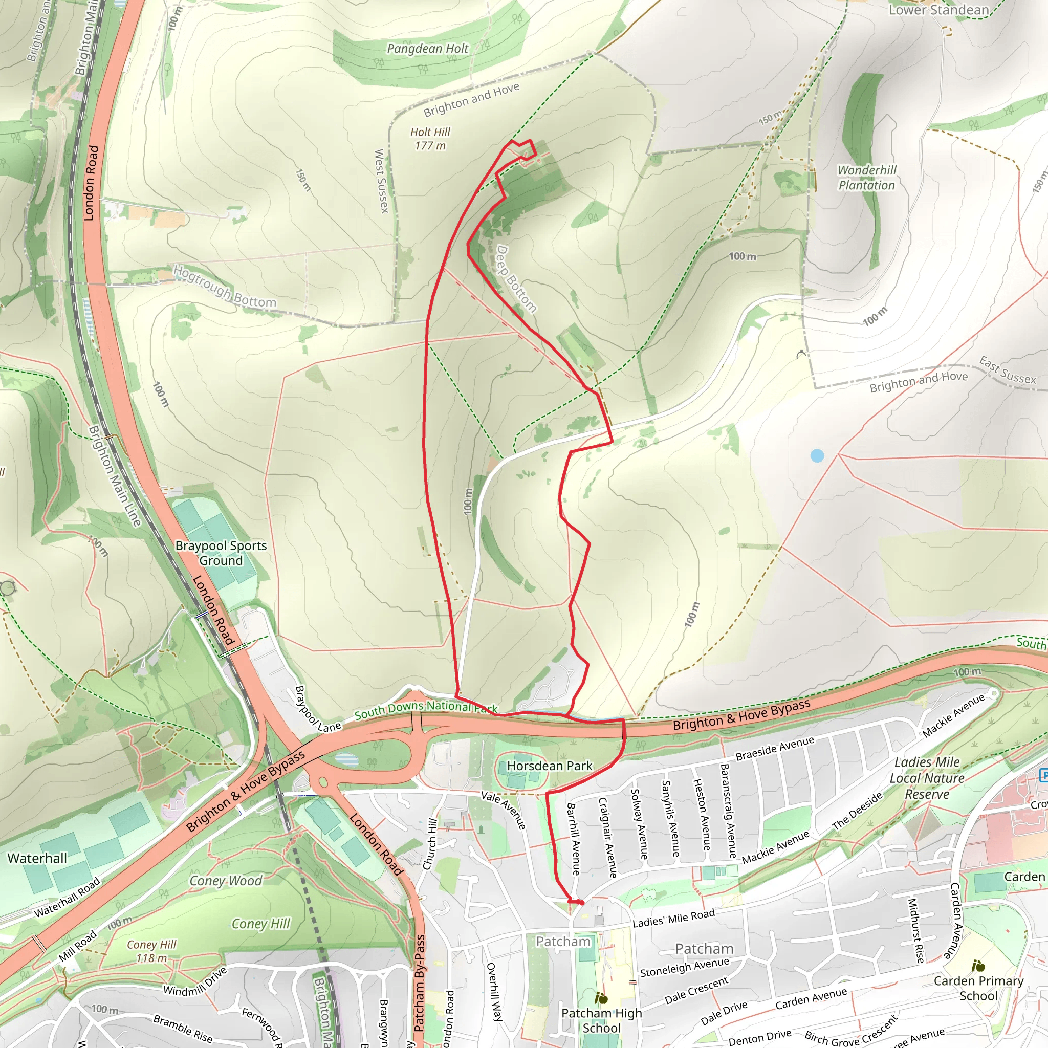 The Chattri Walk mobile static map