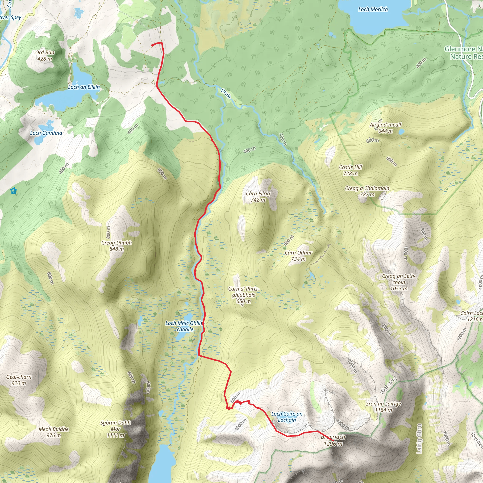 Braeriach via Gleann Eanaich mobile static map