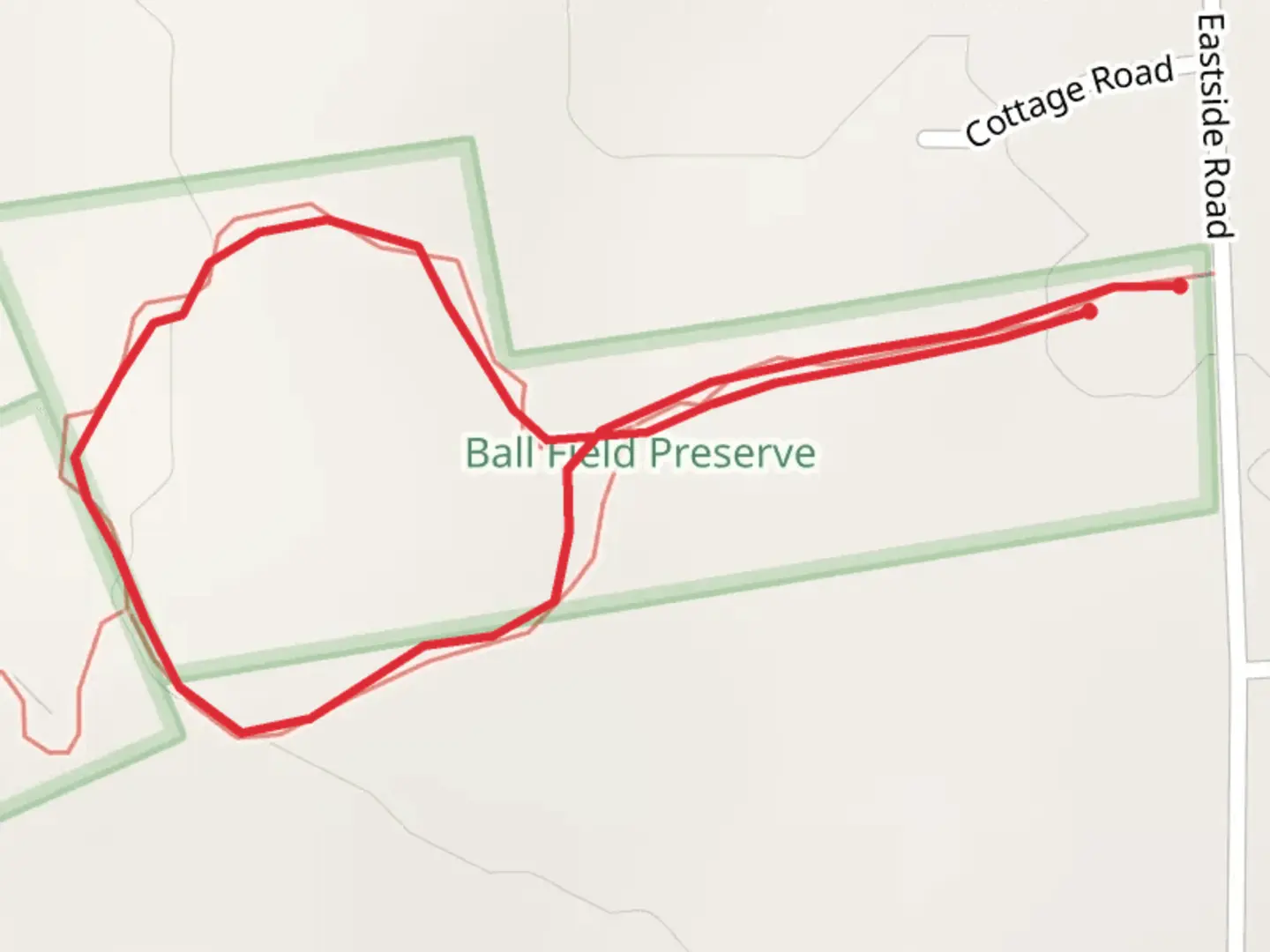 An image depicting the trail Looped Trail from Eastside Road and its surrounding area.