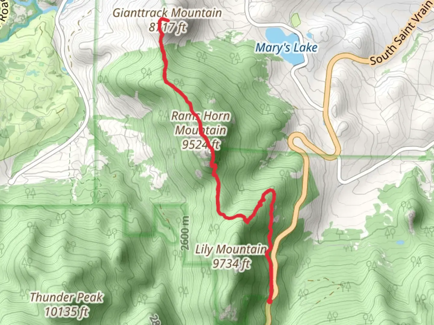 An image depicting the trail Gianttrack Mountain and Rams Horn Mountain and its surrounding area.