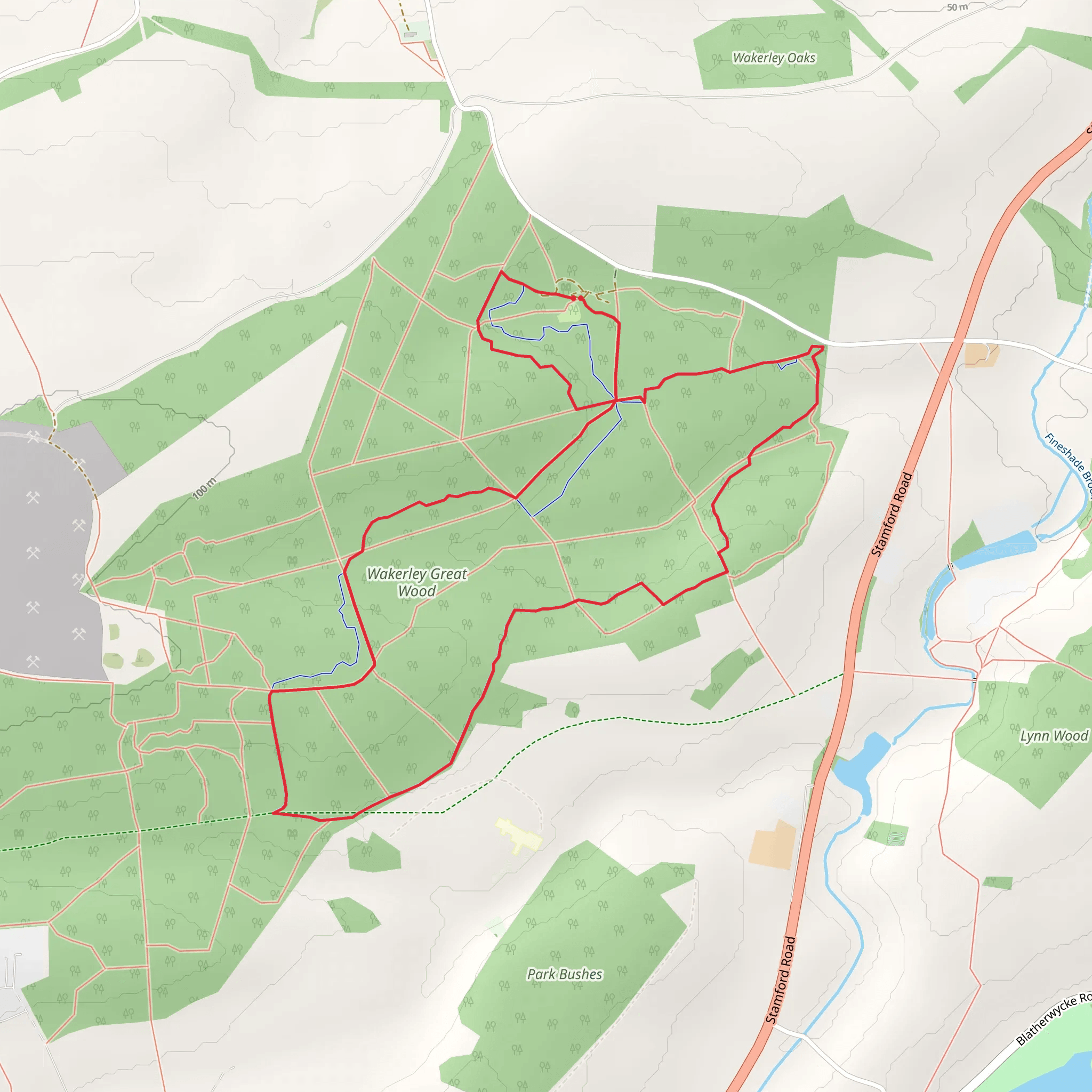 Wakerley Great Wood Loop mobile static map