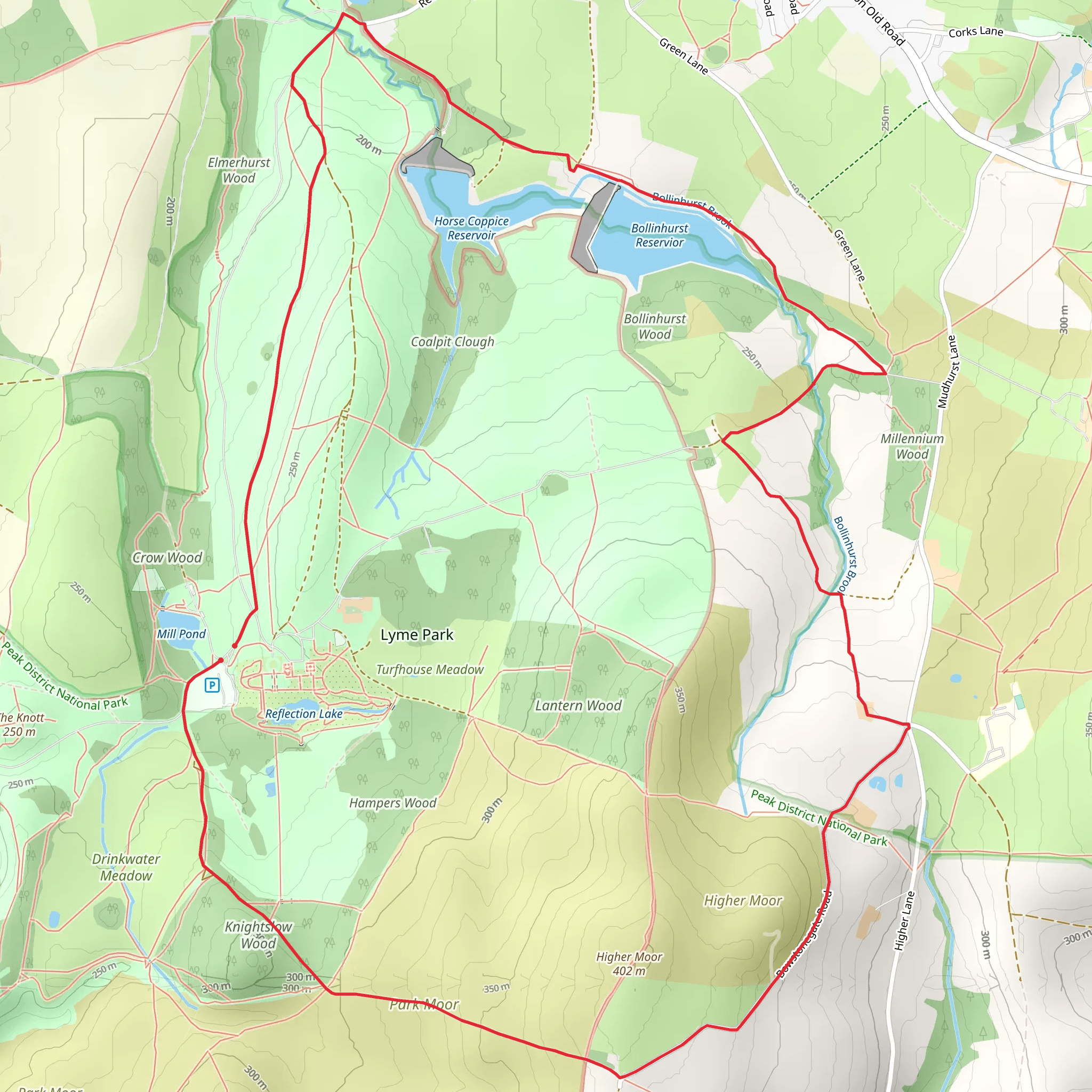 Lyme Park and Reservoirs Loop mobile static map