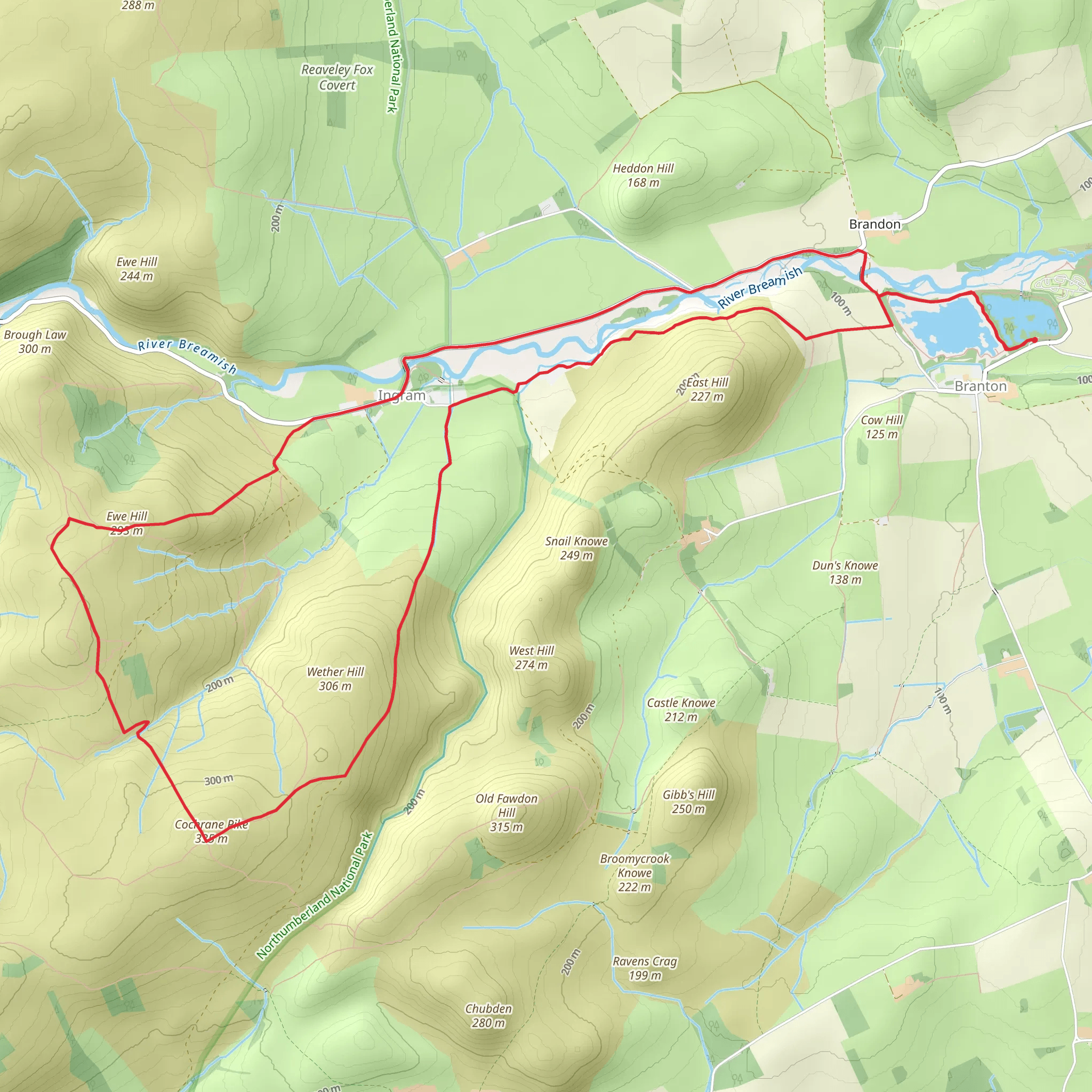 Branton Lakes, Cochrane Pike and Ewe Hill Loop mobile static map