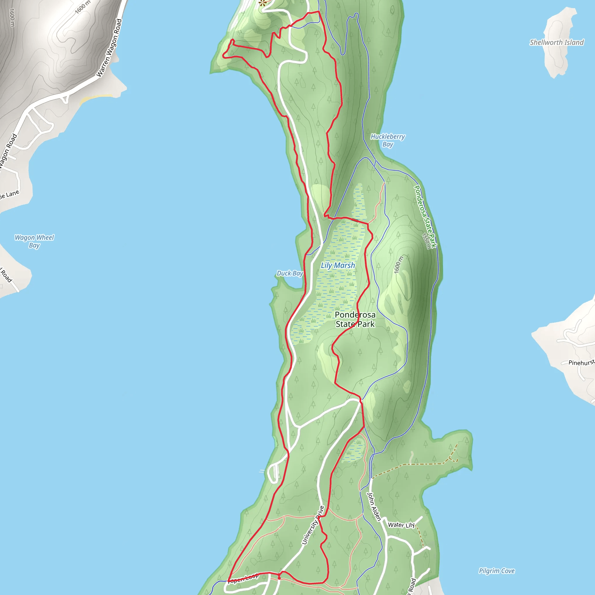Meadow Marsh, Ridgeline Trail and Huckleberry Loop mobile static map