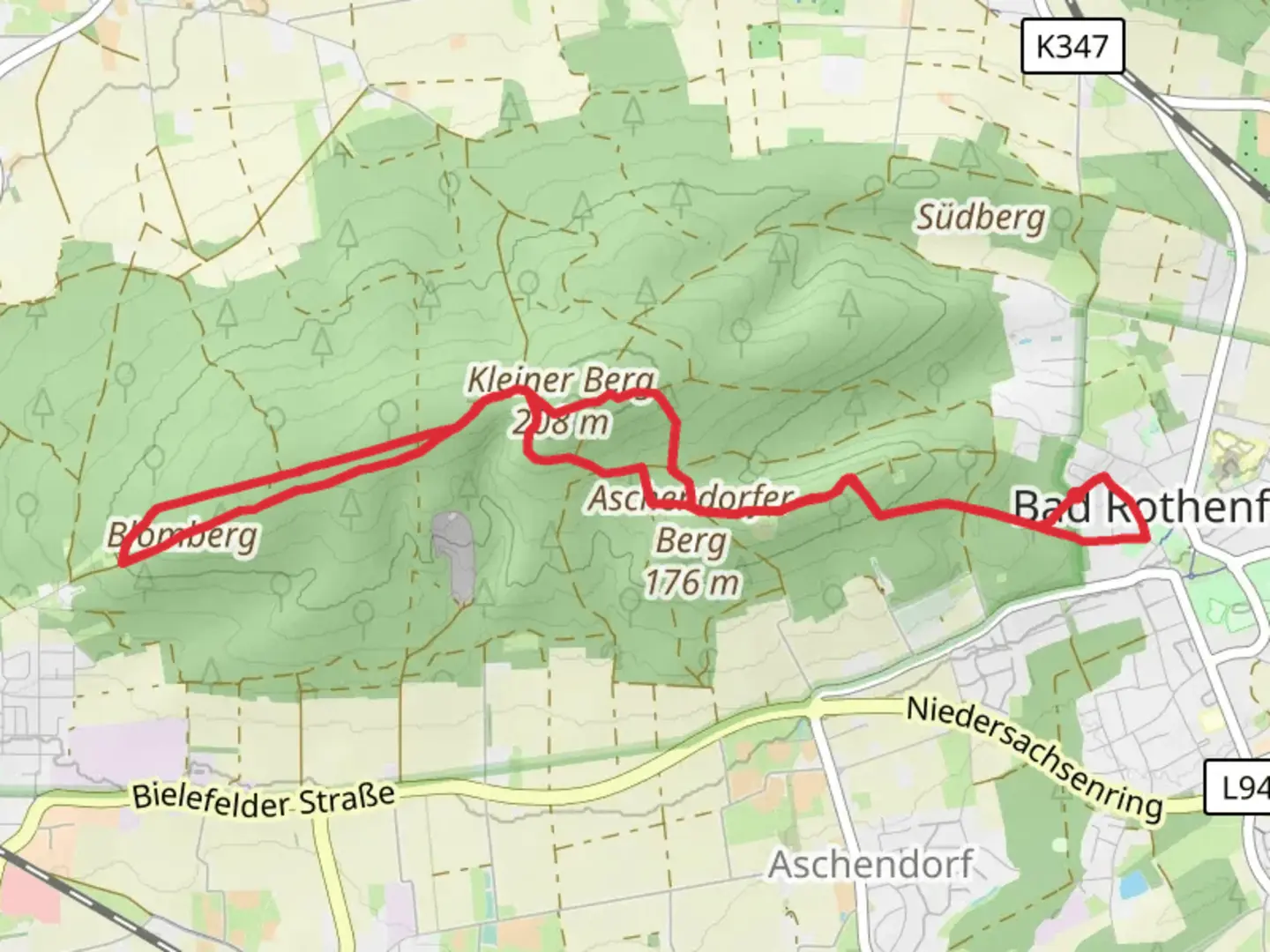 An image depicting the trail Kleiner Berg Loop and its surrounding area.