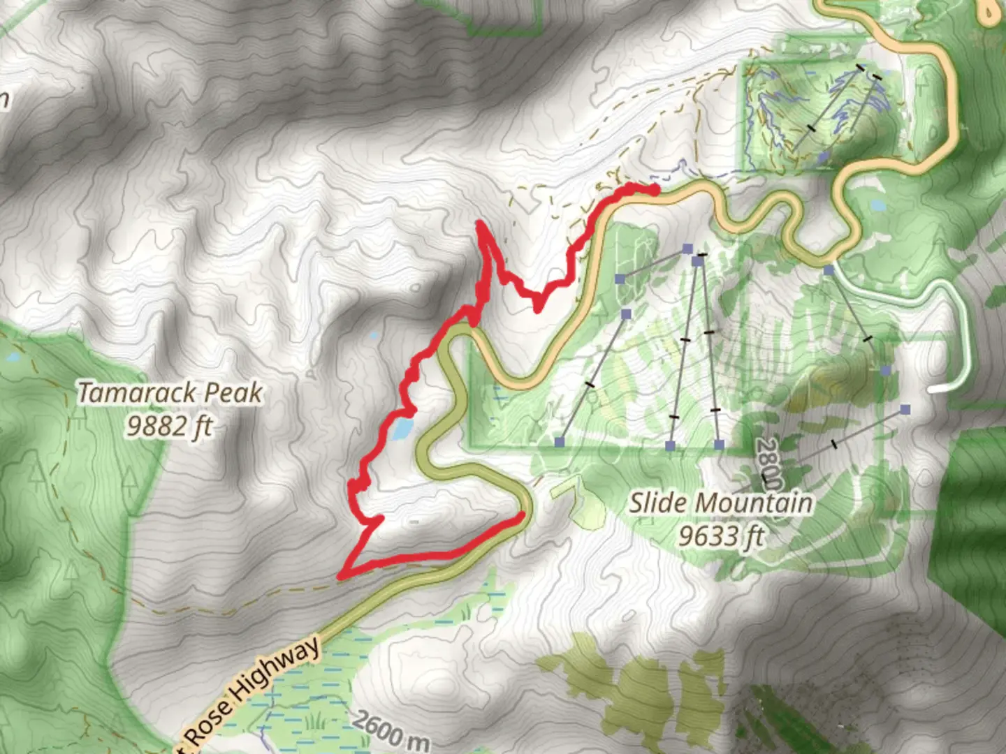 An image depicting the trail Tamarack Lake Trail and its surrounding area.