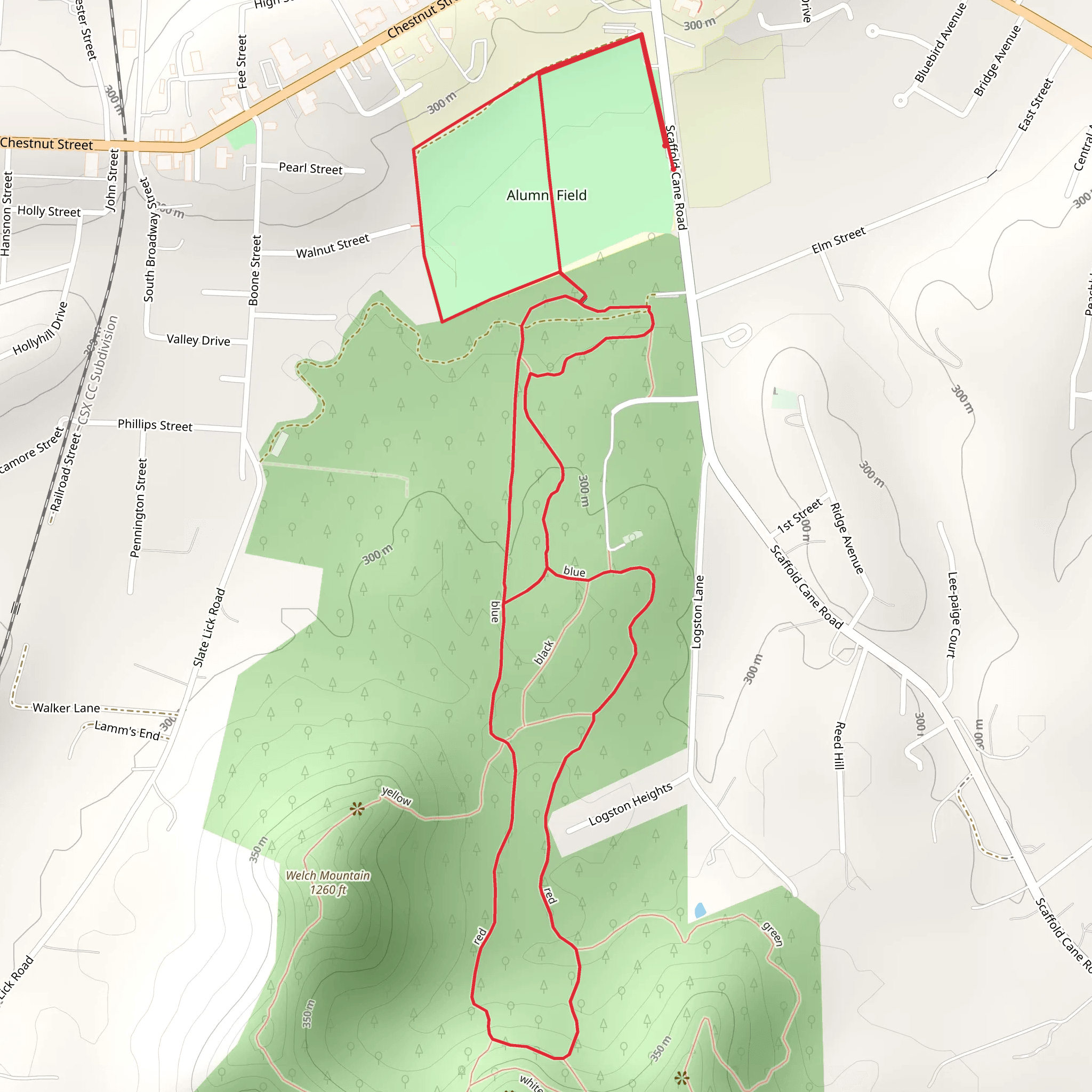 Alumni Field and Blue Loop mobile static map