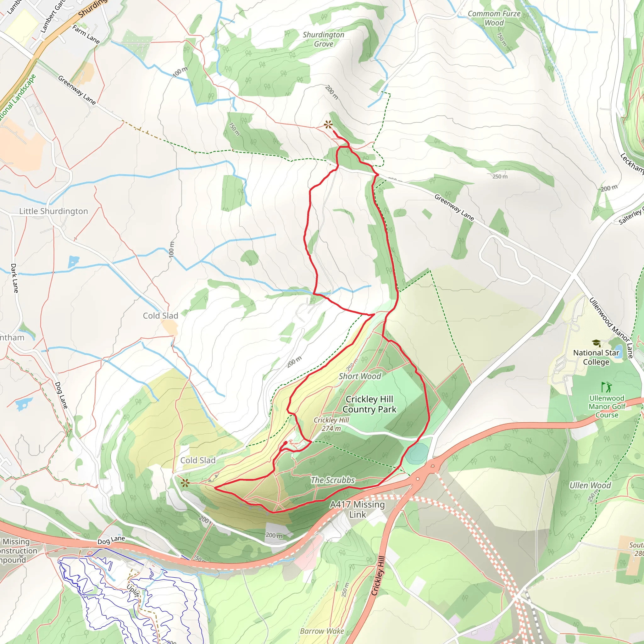 Crickley Shurdington Hills mobile static map