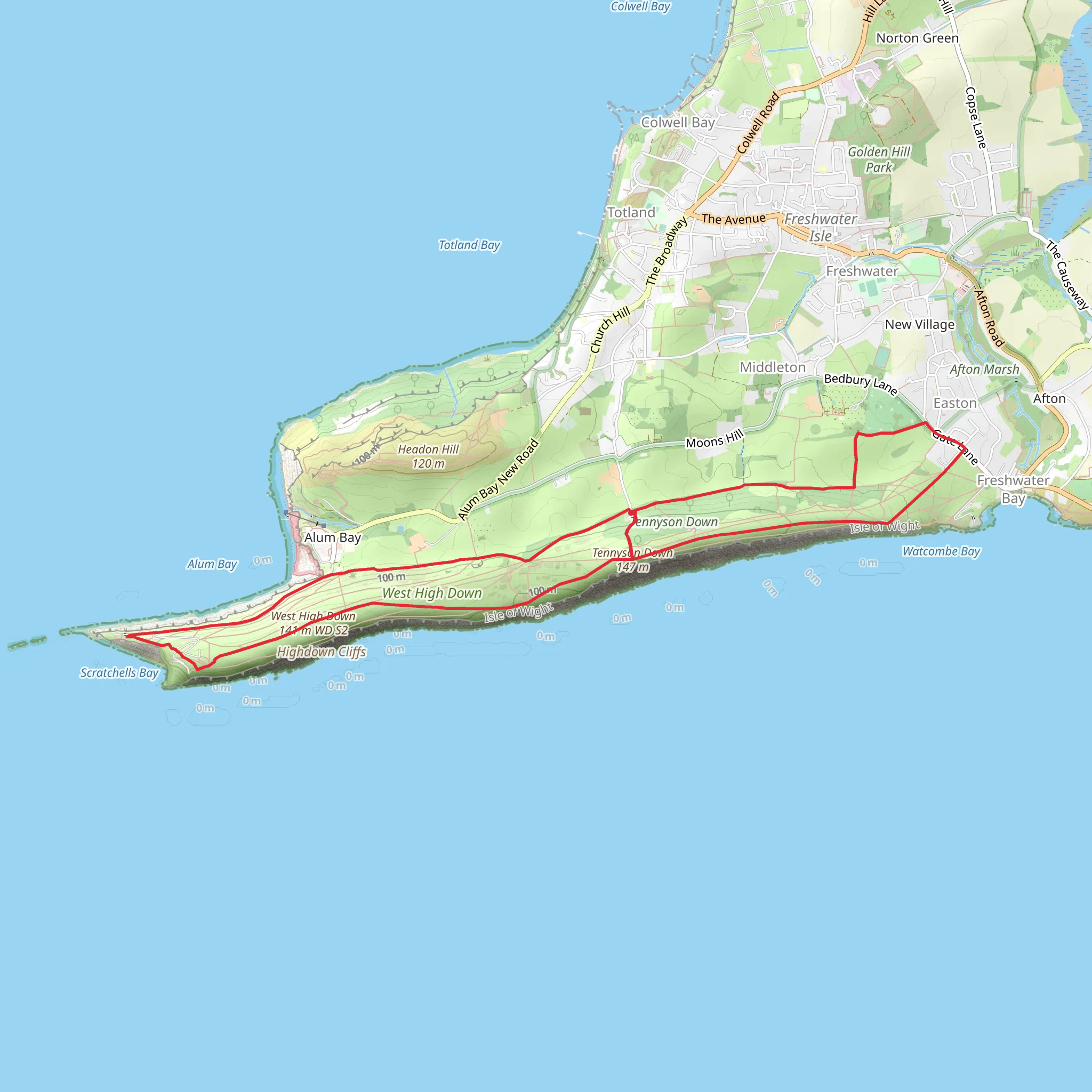 Tennyson Down - A meander with Maud mobile static map