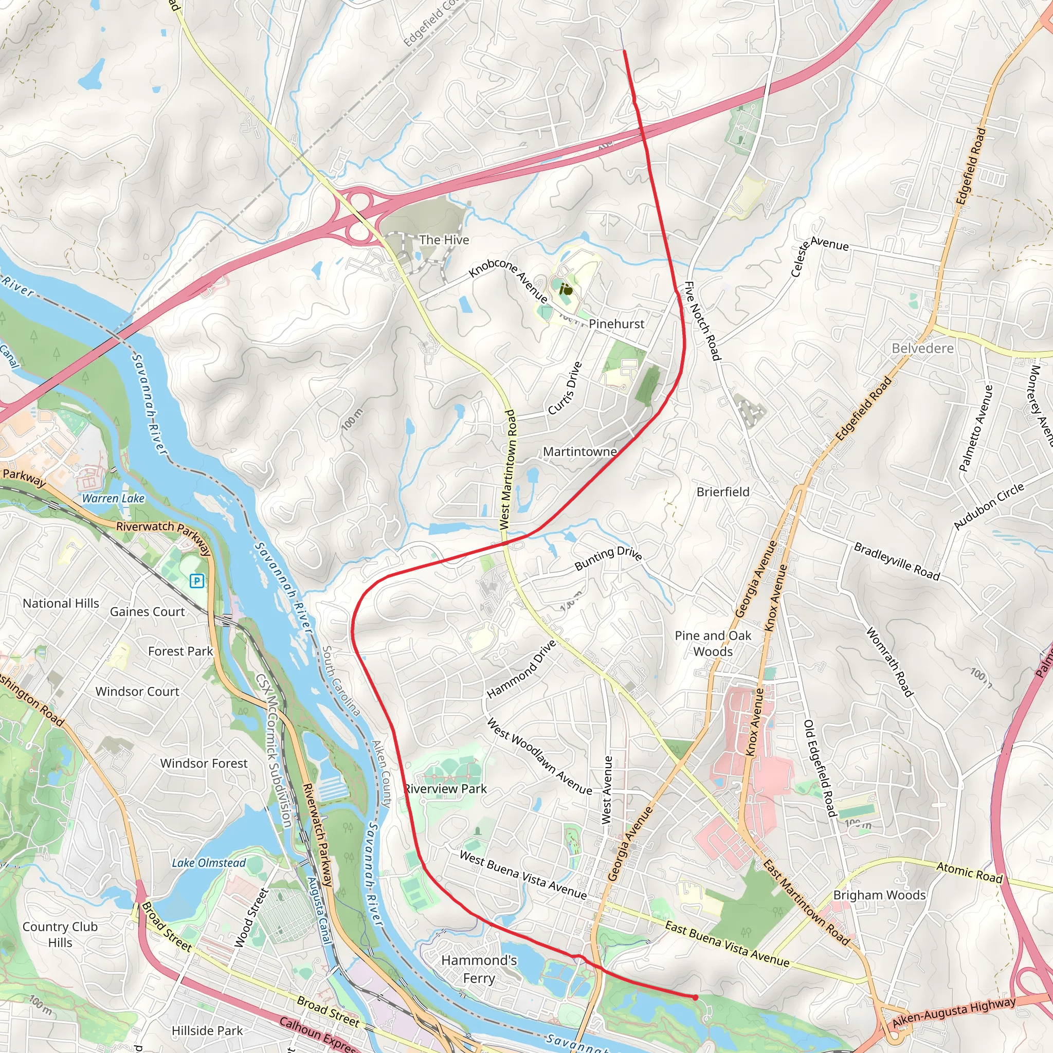 North Augusta Greeneway mobile static map