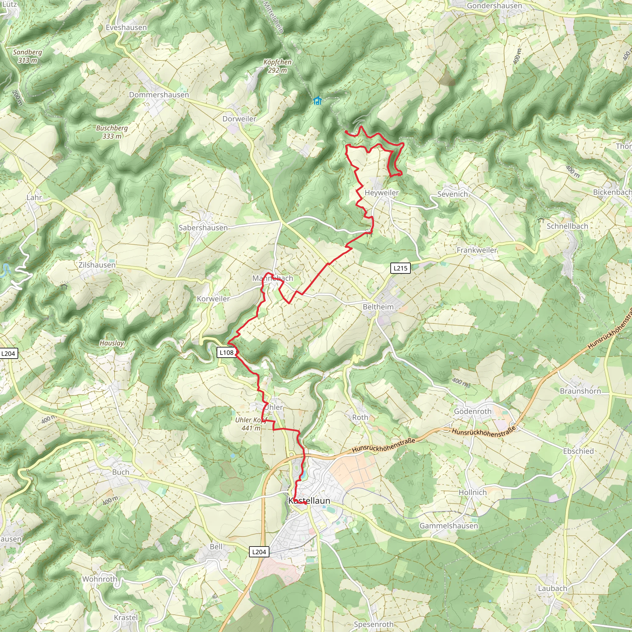 Kastellaun to Schmausemuhle Walk mobile static map