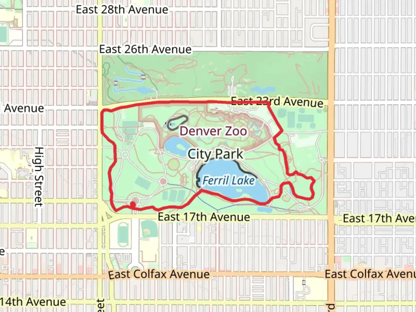 An image depicting the trail City Park Loop Trail and its surrounding area.