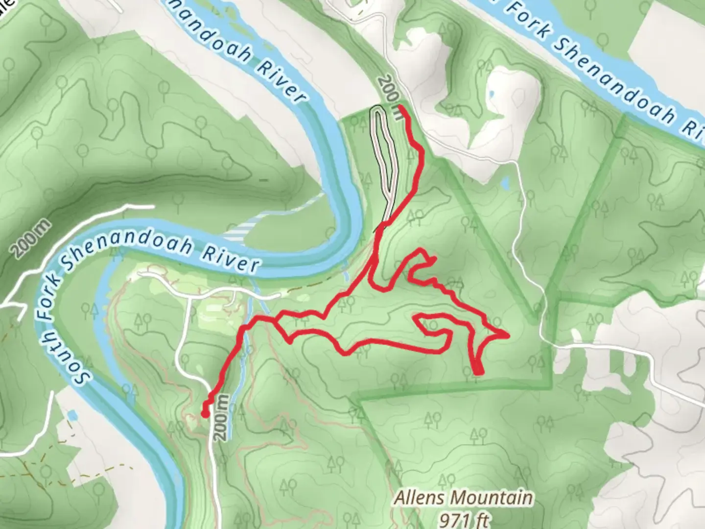 An image depicting the trail Turkey Roost, Point and Wildcat Ledge Loop Trail and its surrounding area.