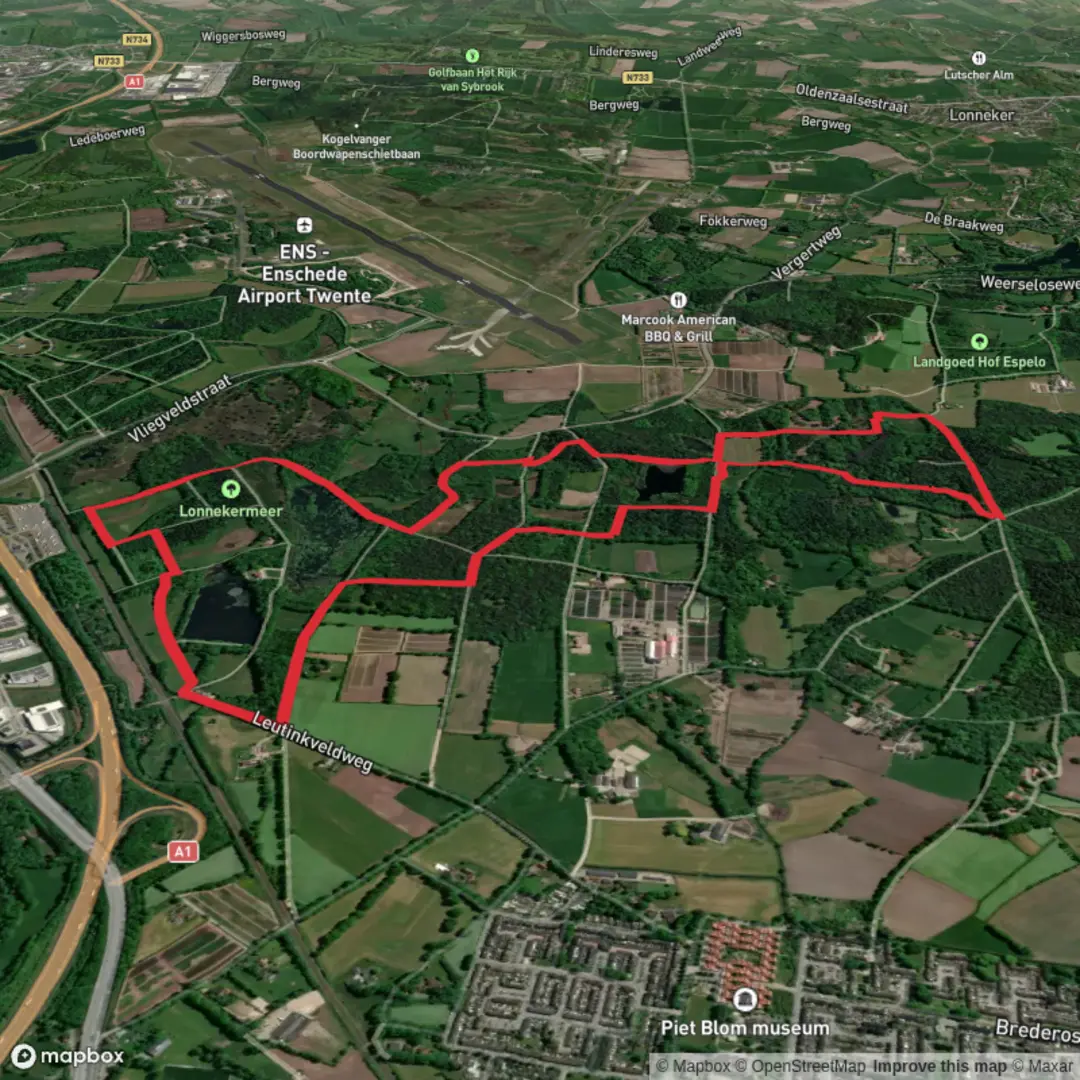 An image depicting the trail Lonnekermeer, De Wildernis and Sterrenbos Loop and its surrounding area.
