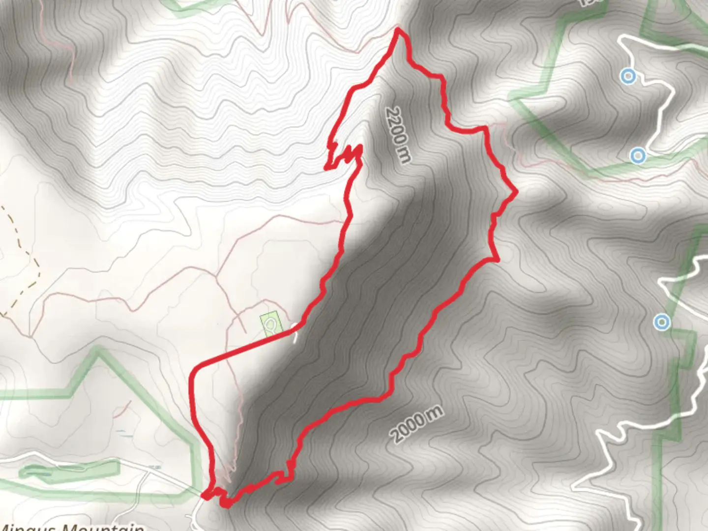 An image depicting the trail North Mingus Trail and Forest Service Loop Trail and its surrounding area.