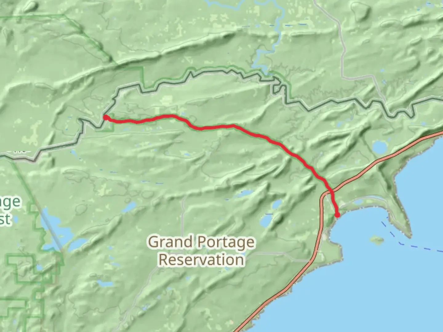 An image depicting the trail Grand Portage Trail and its surrounding area.