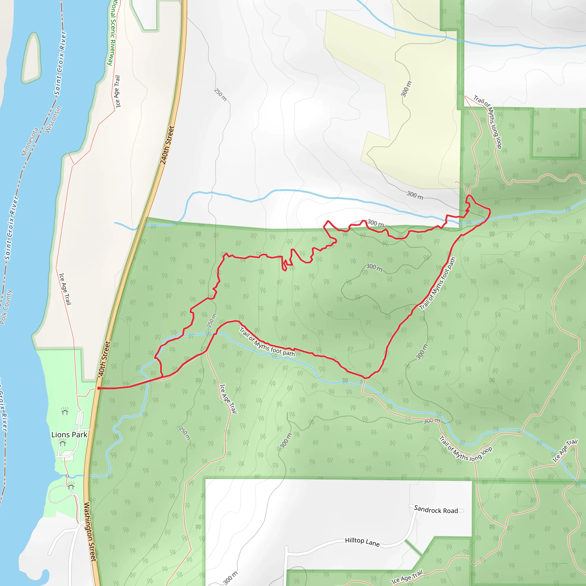 Ice Age Trail and Trail of Myths Footpath Loop mobile static map