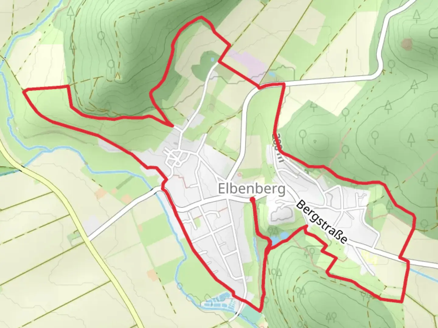 An image depicting the trail Schlossteich via Naumburg Elbenberg and its surrounding area.