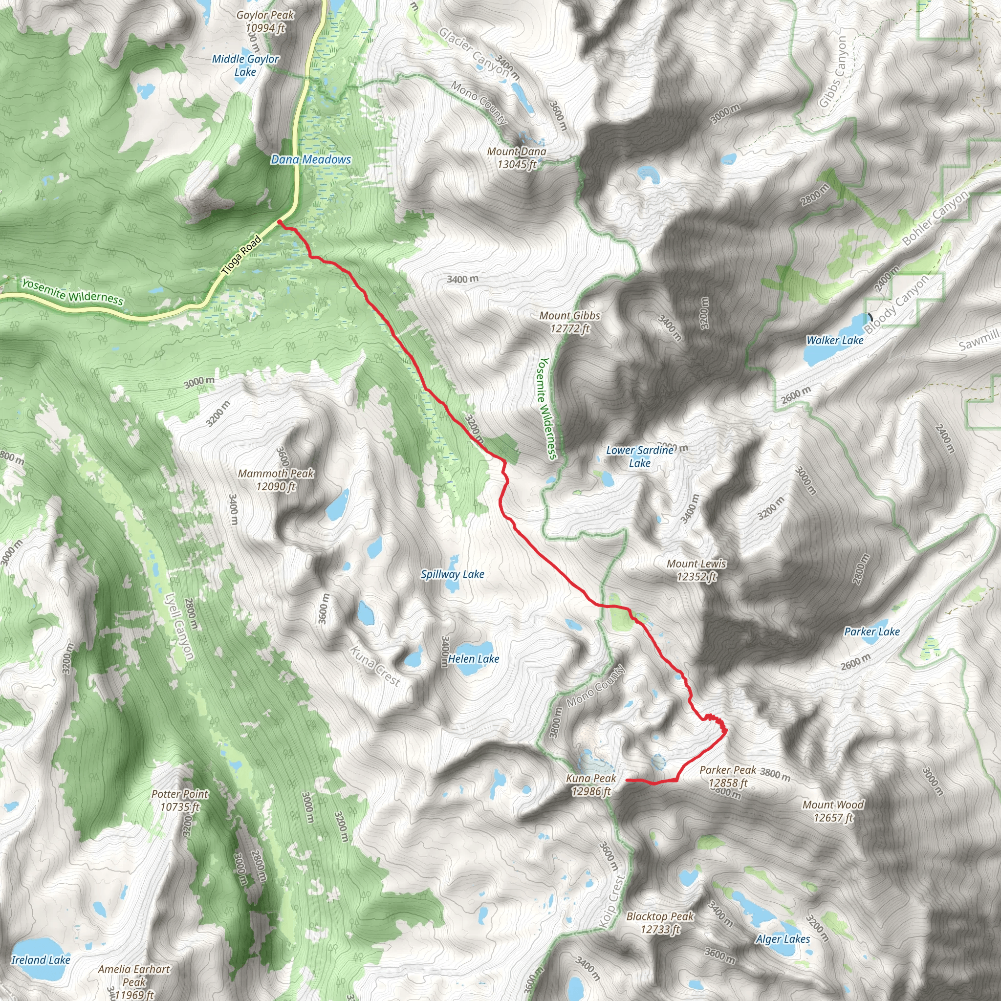 Koip Peak Trail mobile static map