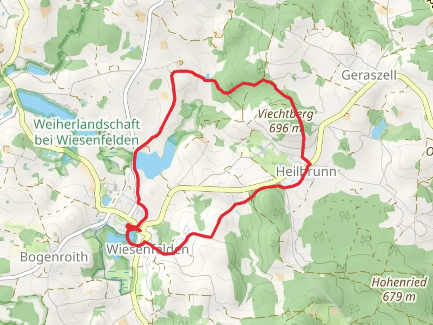 An image depicting the trail Beckenweiher and Neuweiher via Rundwanderweg 4 and its surrounding area.