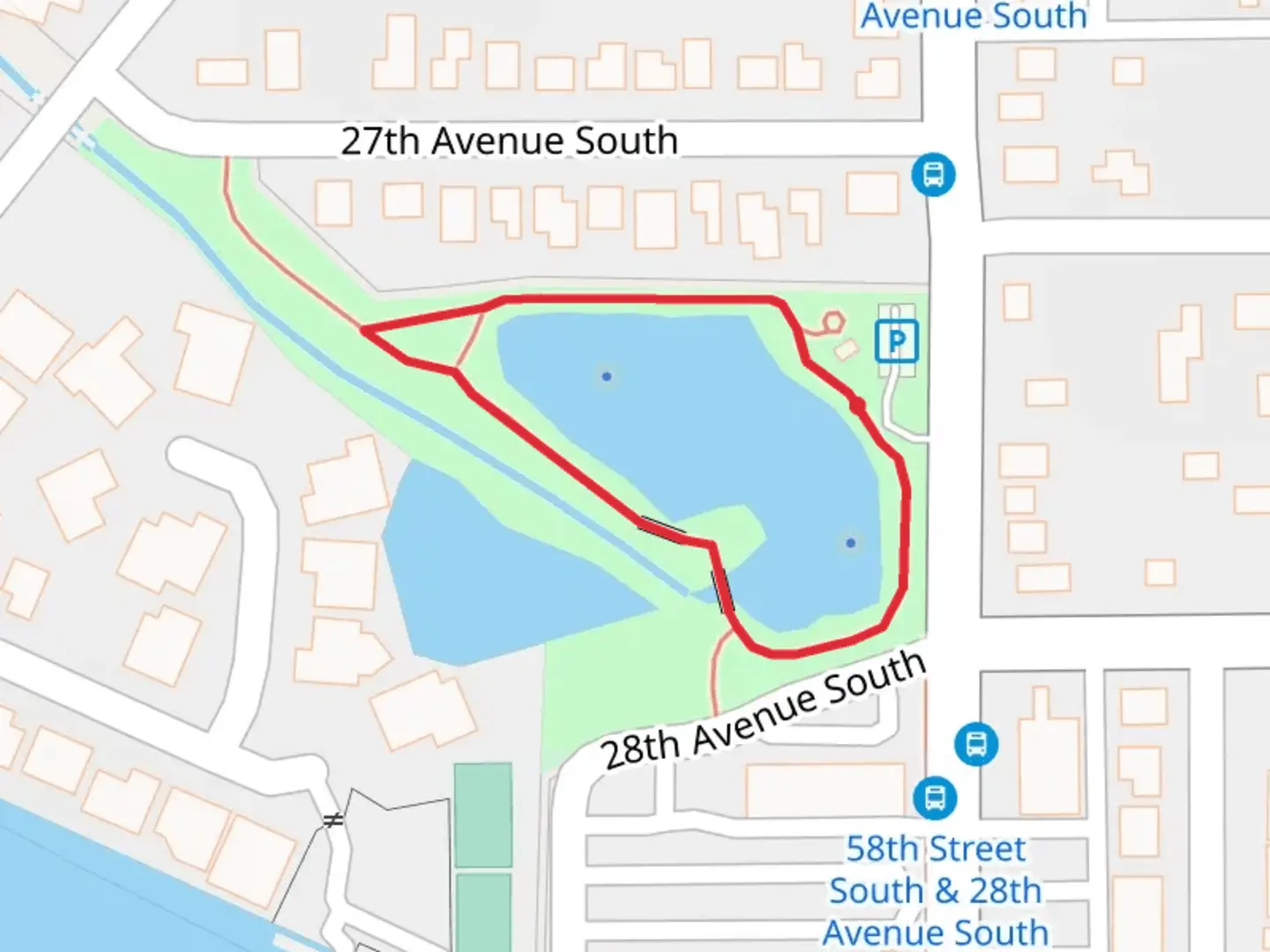 An image depicting the trail Ted Phillips Wood Ibis Park Loop and its surrounding area.