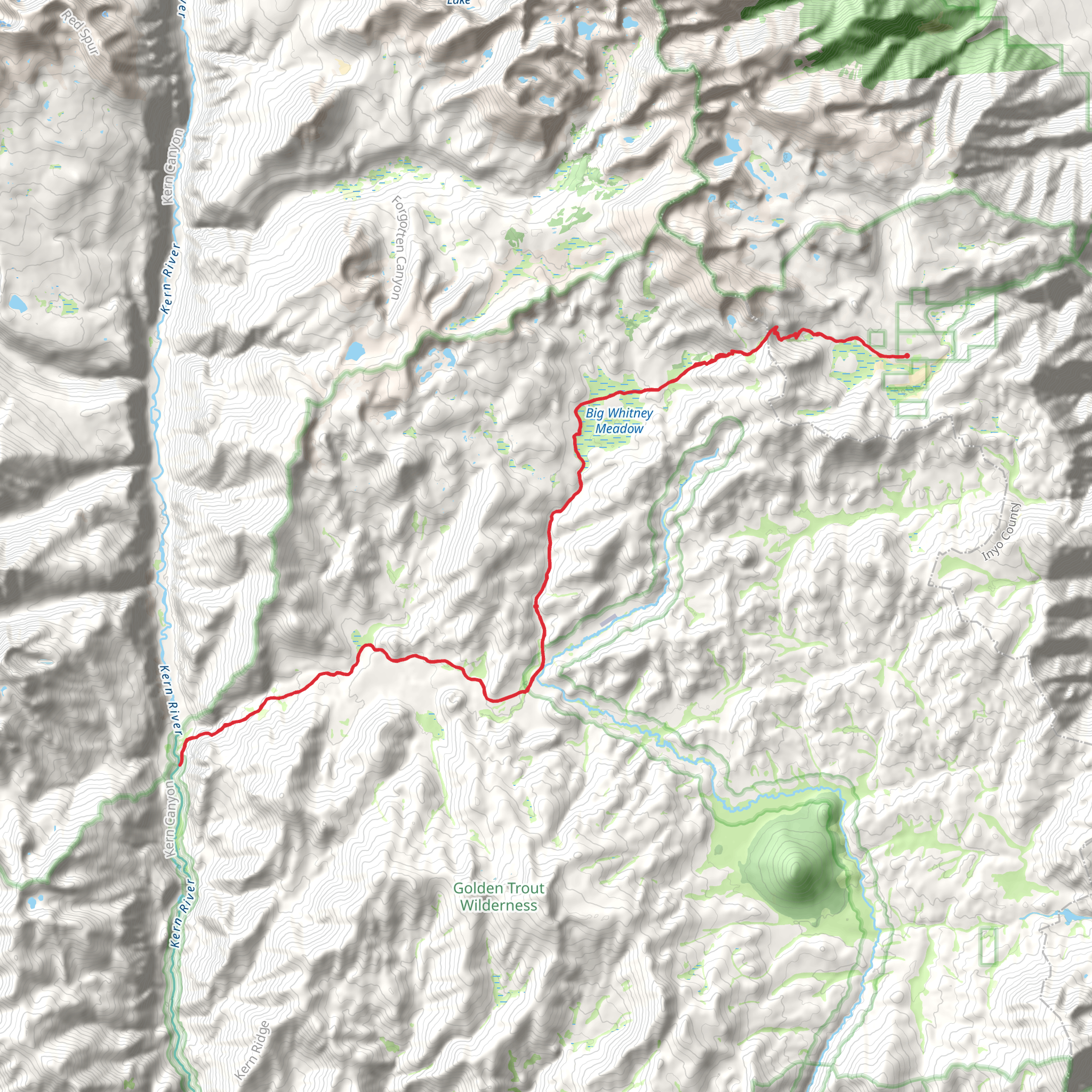 Golden Trout Creek via Theodore Solomons Trail mobile static map