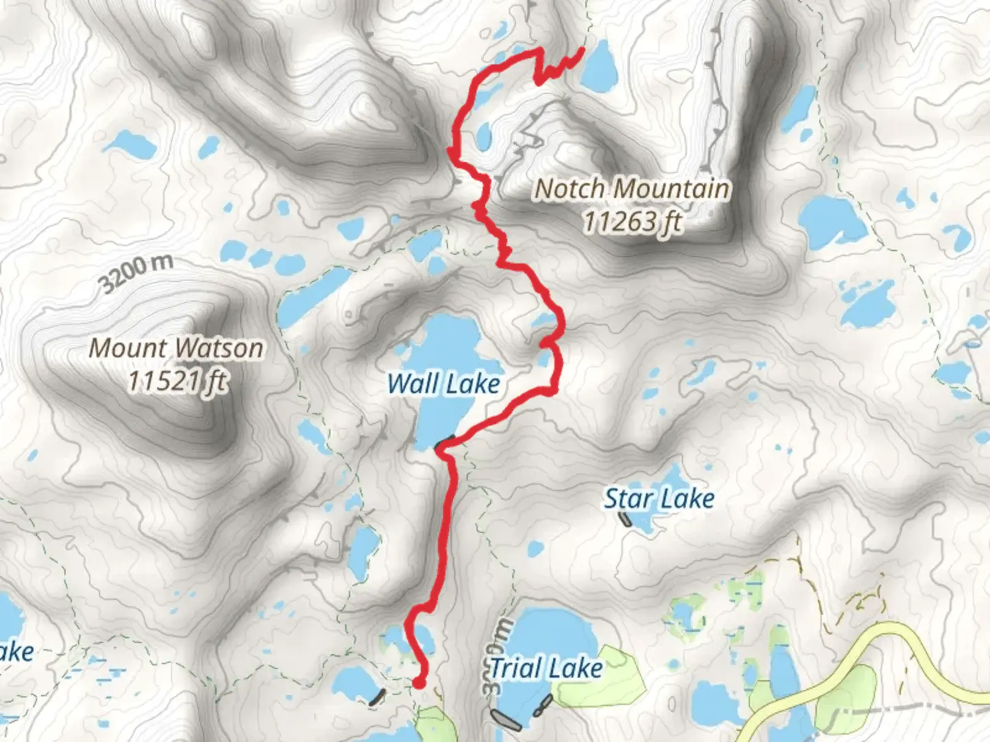 An image depicting the trail Ibantik Lake via Wall Lake Trail and its surrounding area.
