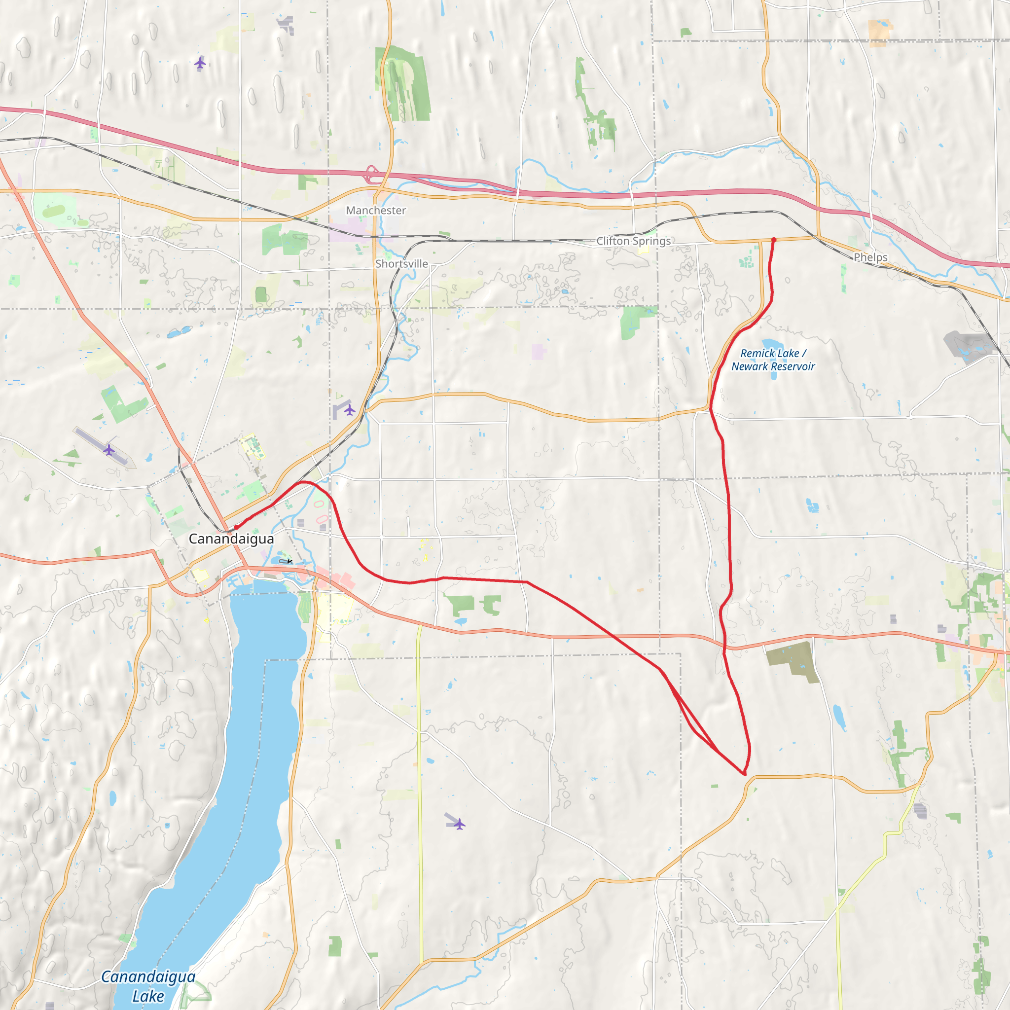 Canandaigua to Knickerbocker Corner Trail mobile static map