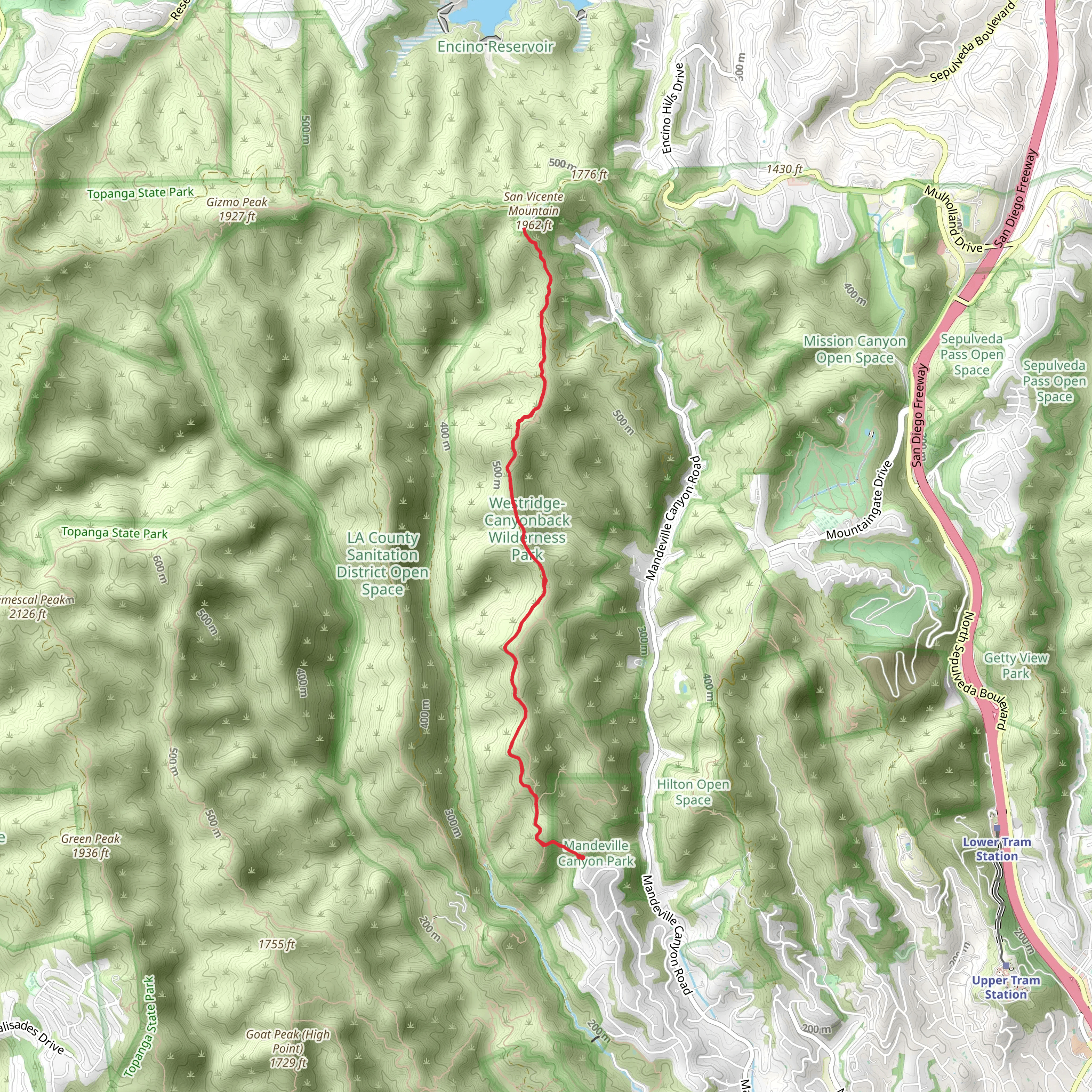 Westridge Fire Road Trail mobile static map