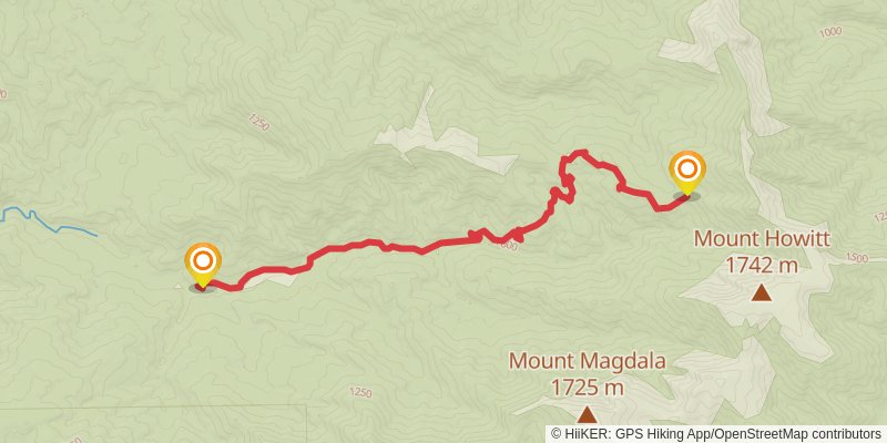Howitt and Helicopter Spur Trail stage 2 Map