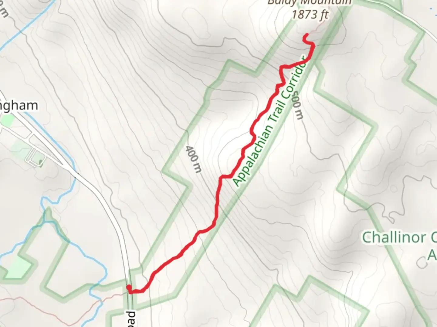 An image depicting the trail Baldy Mountain from Main Road and its surrounding area.