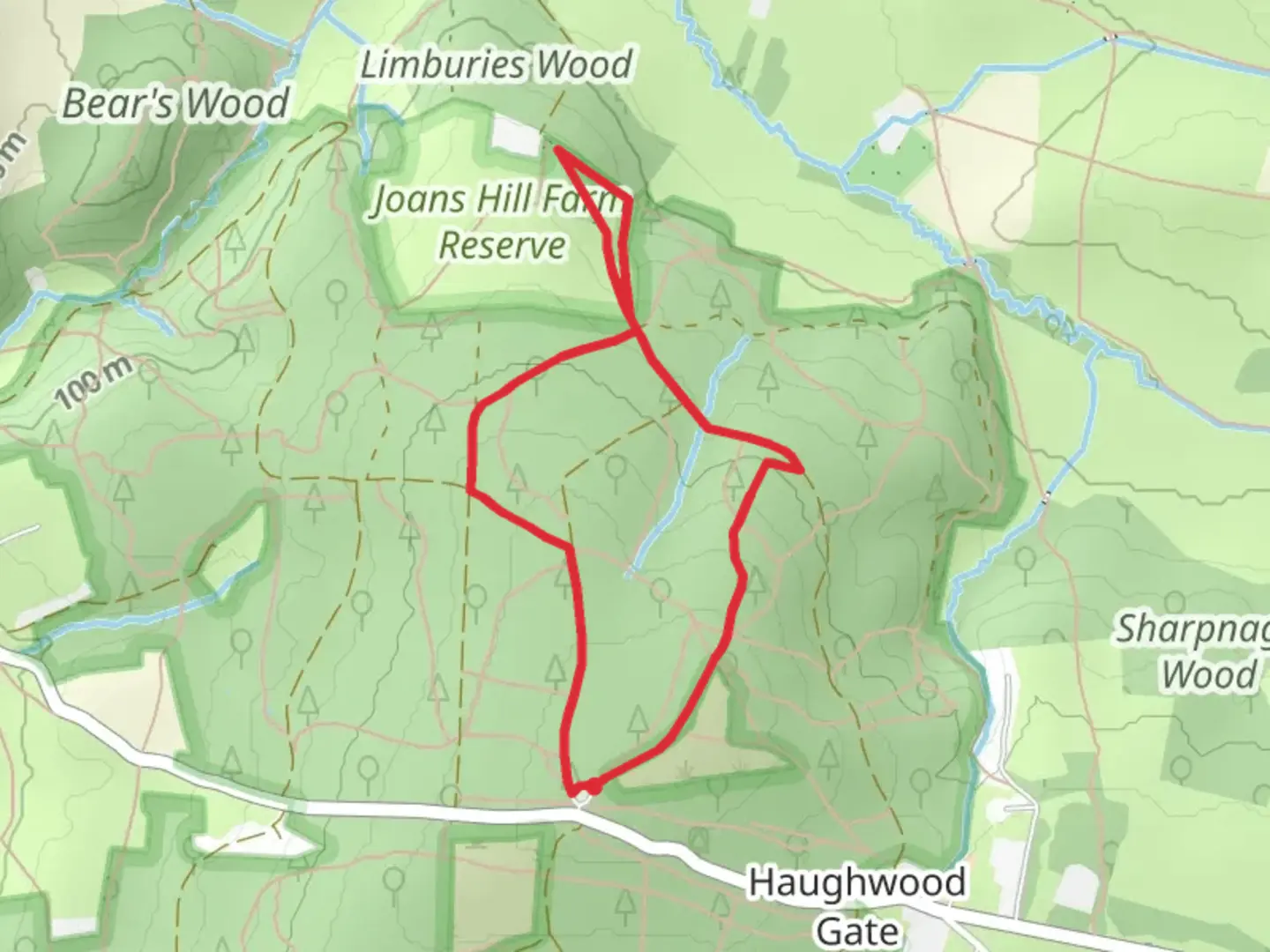An image depicting the trail Haugh Wood Short Loop and its surrounding area.