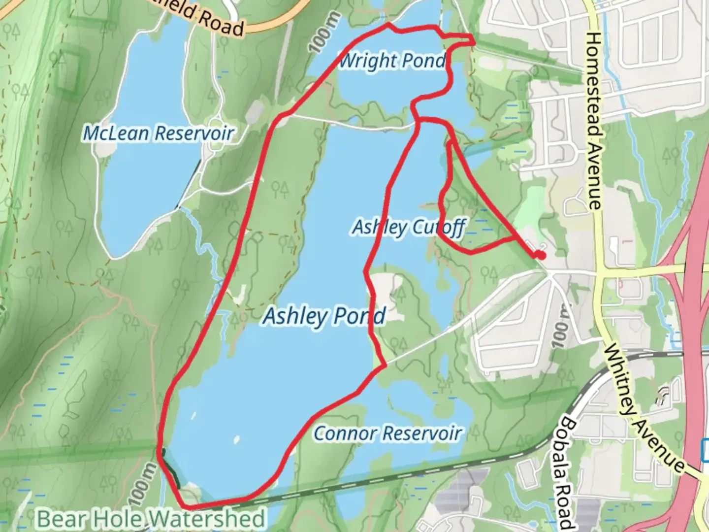 An image depicting the trail Ashley Pond - Wright Pond Loop and its surrounding area.