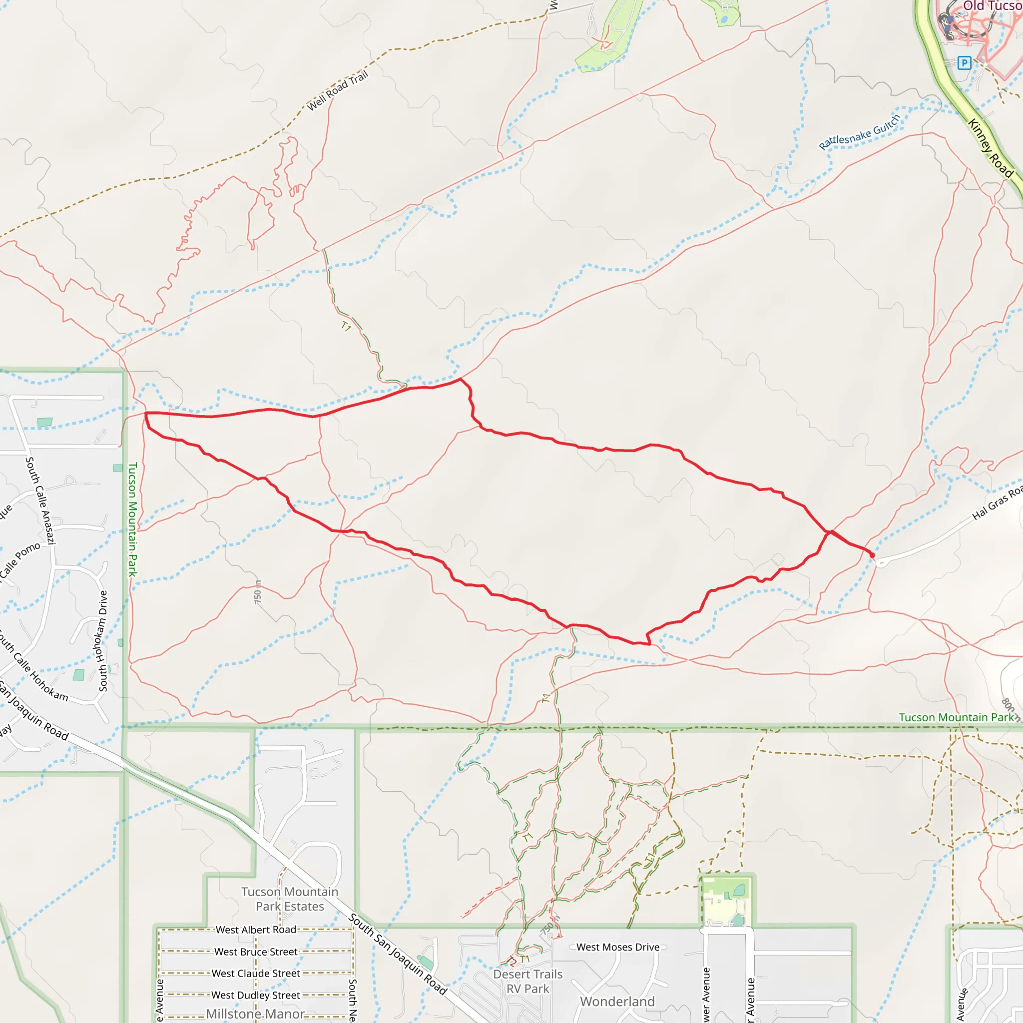 Prospector Trail, Bryce Trail and Caliche Flats Loop Trail mobile static map