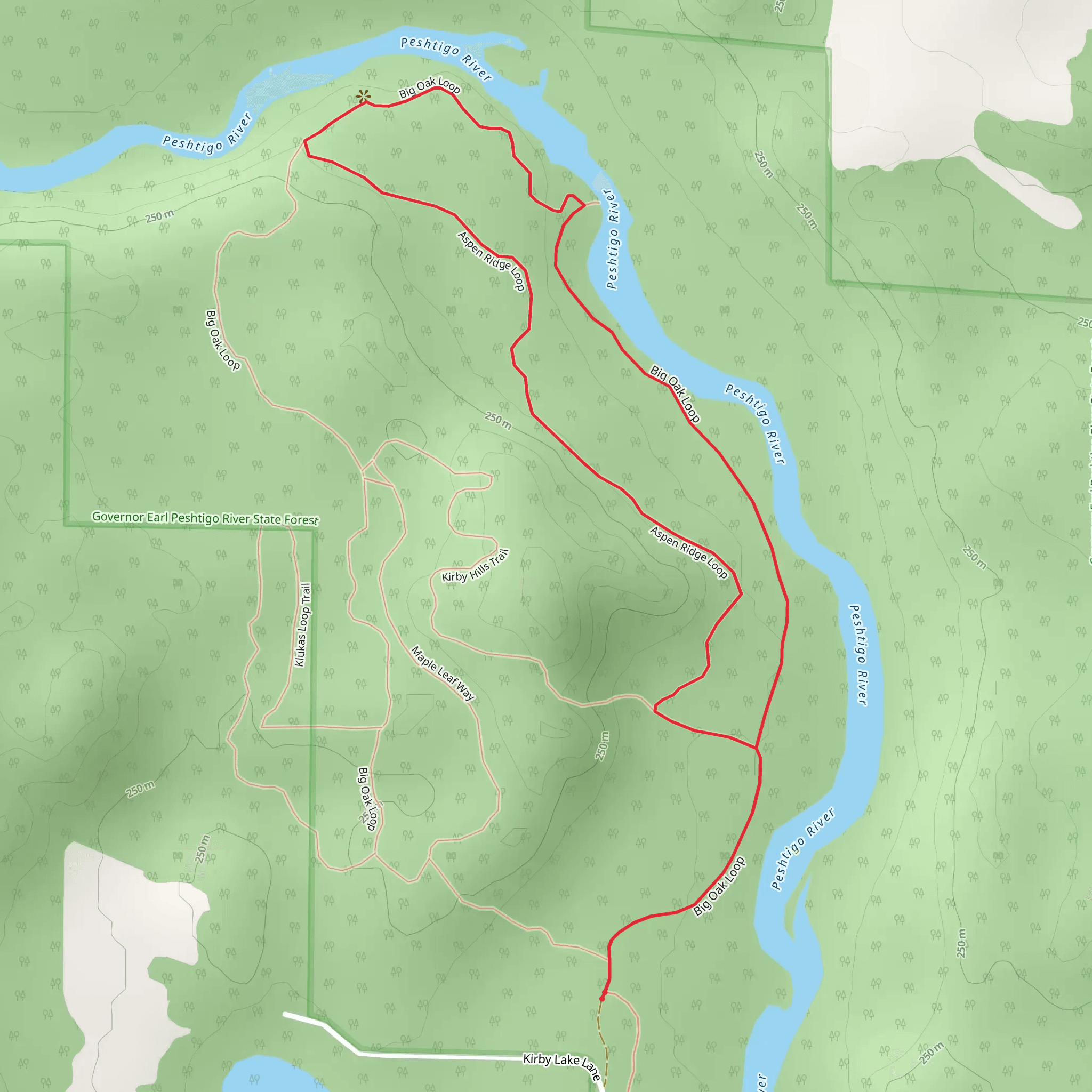 Peshtigo River and Aspen Ridge Loop mobile static map