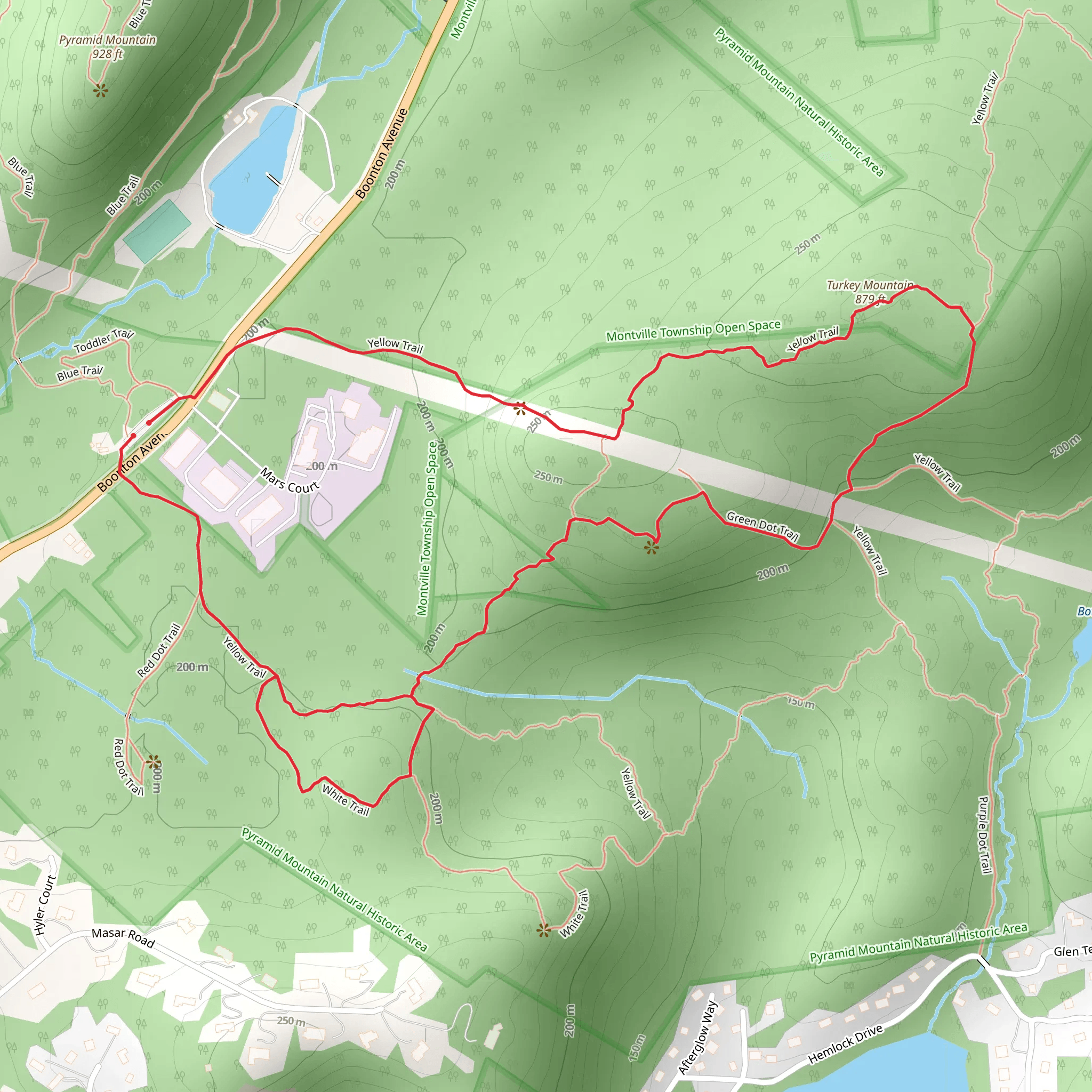 Yellow, Turkey Mountain and Orange Dot Loop Trail mobile static map