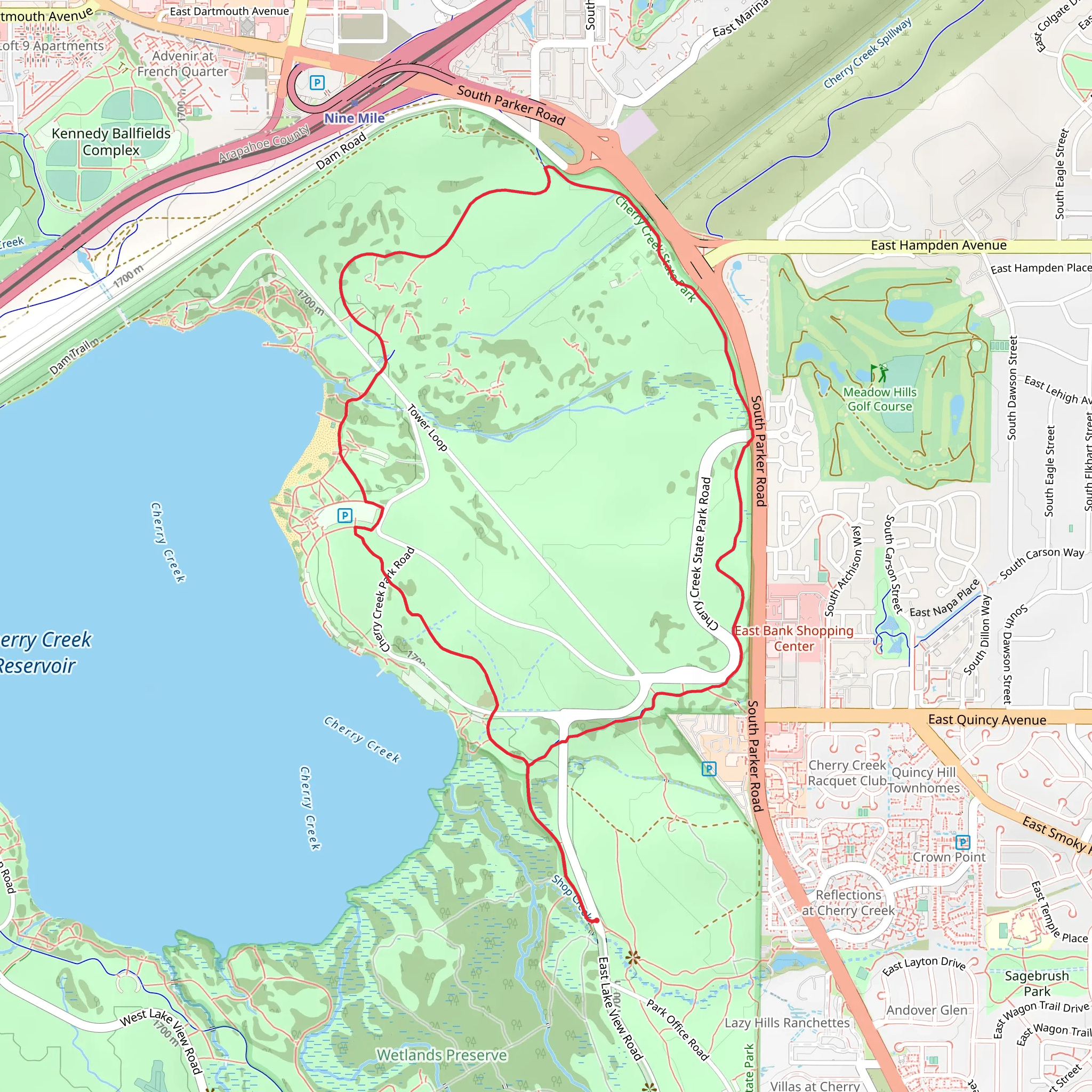Parker Road and Smoky Hill Loop Trail mobile static map