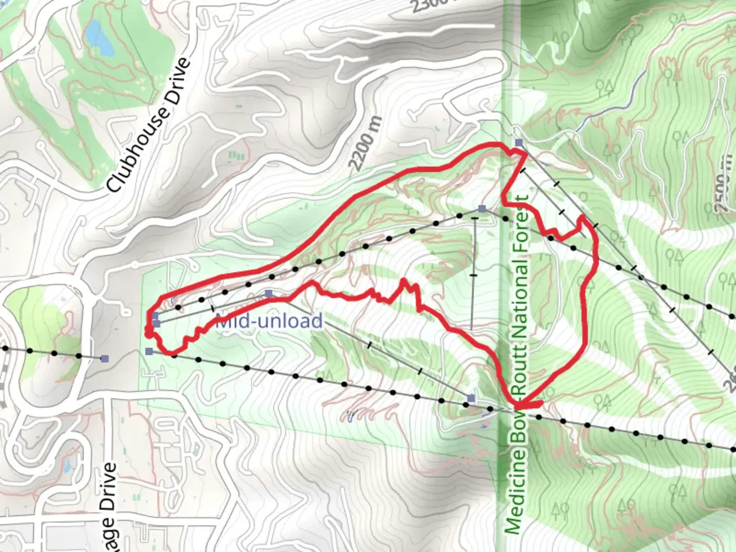 An image depicting the trail Thunderhead, Mountain View and Zig Zag Loop Trail and its surrounding area.