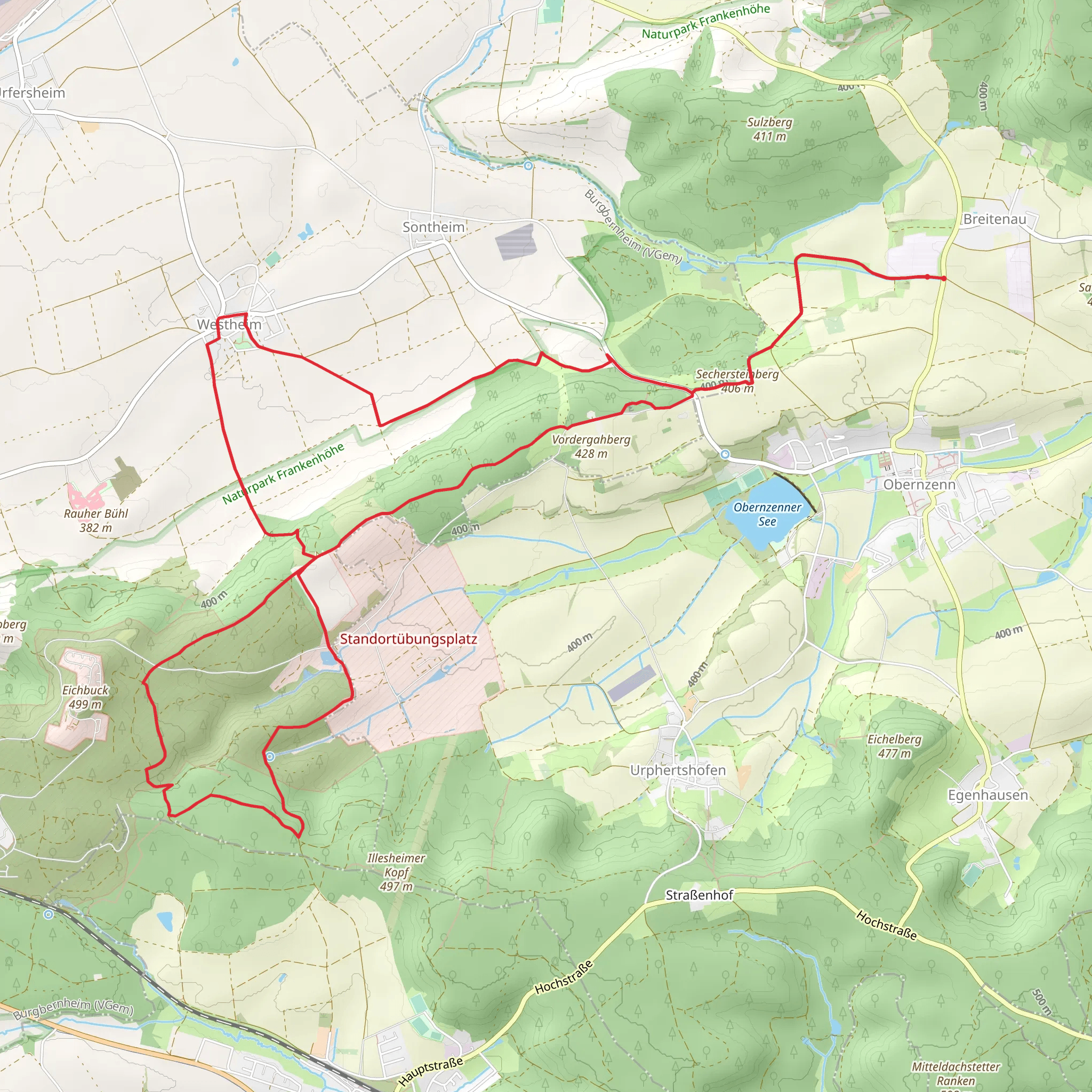 Sechersteinberg and Standortubungsplatz Loop mobile static map