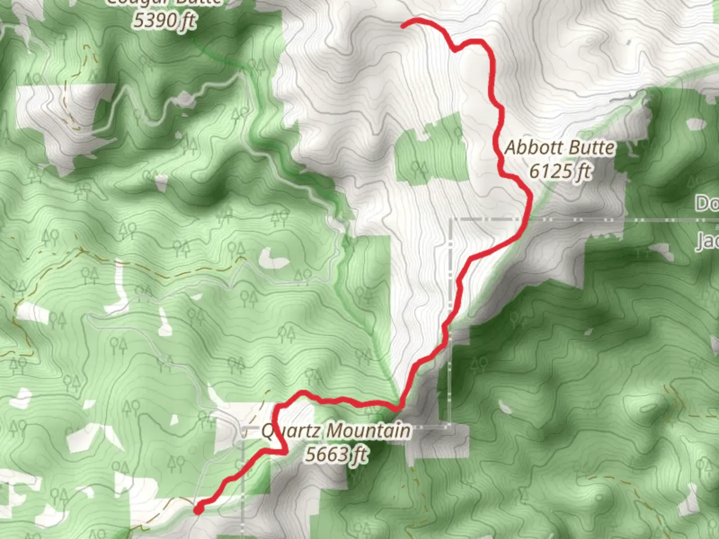 An image depicting the trail Cougar Butte North Trail via Rogue Umpqua Divide Trail and its surrounding area.