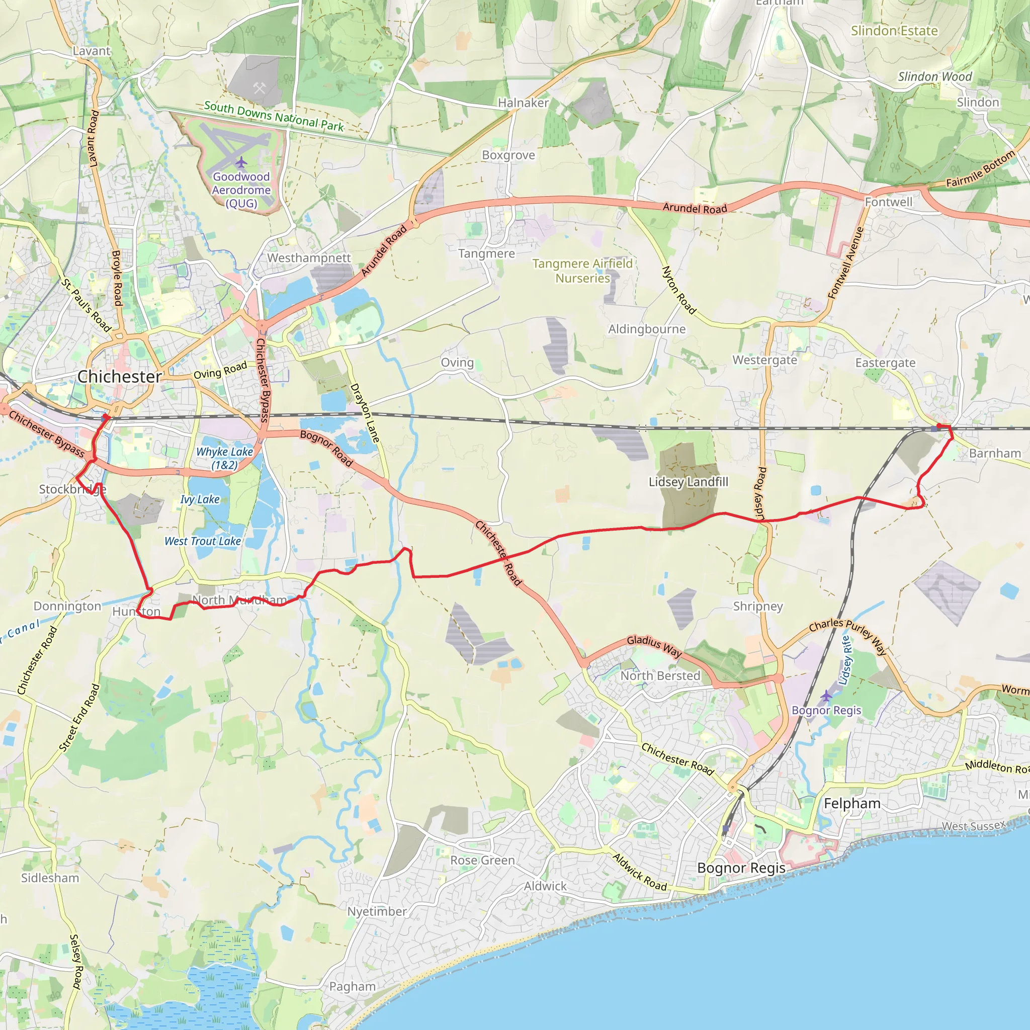 Hunston Copse via New Lipchis Way mobile static map