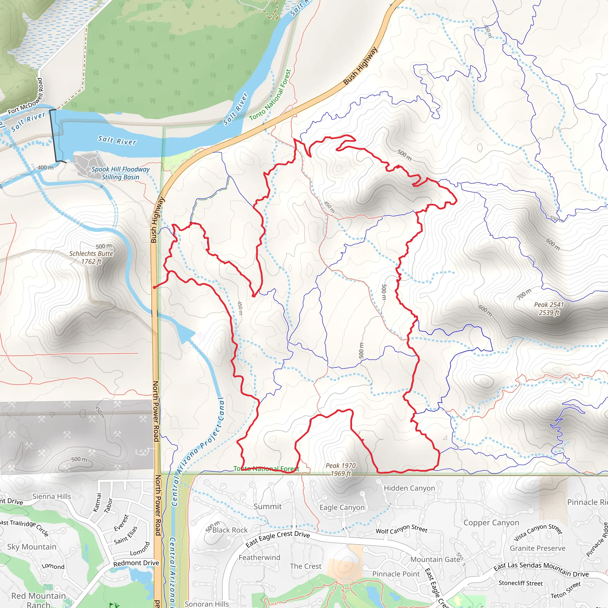 Mine Trail, Saddle Trail and Hawes Trail Loop mobile static map
