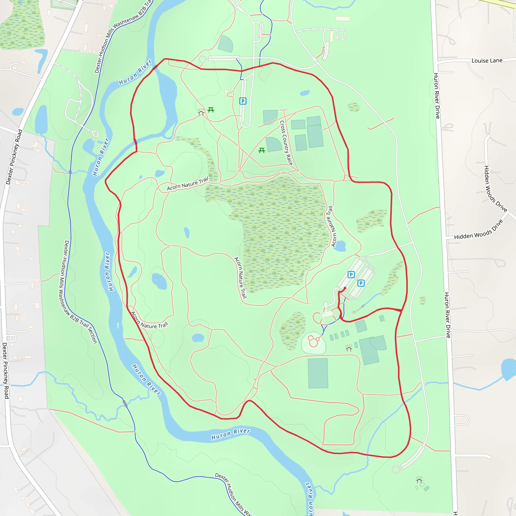 Hudson Mills Park Loop mobile static map