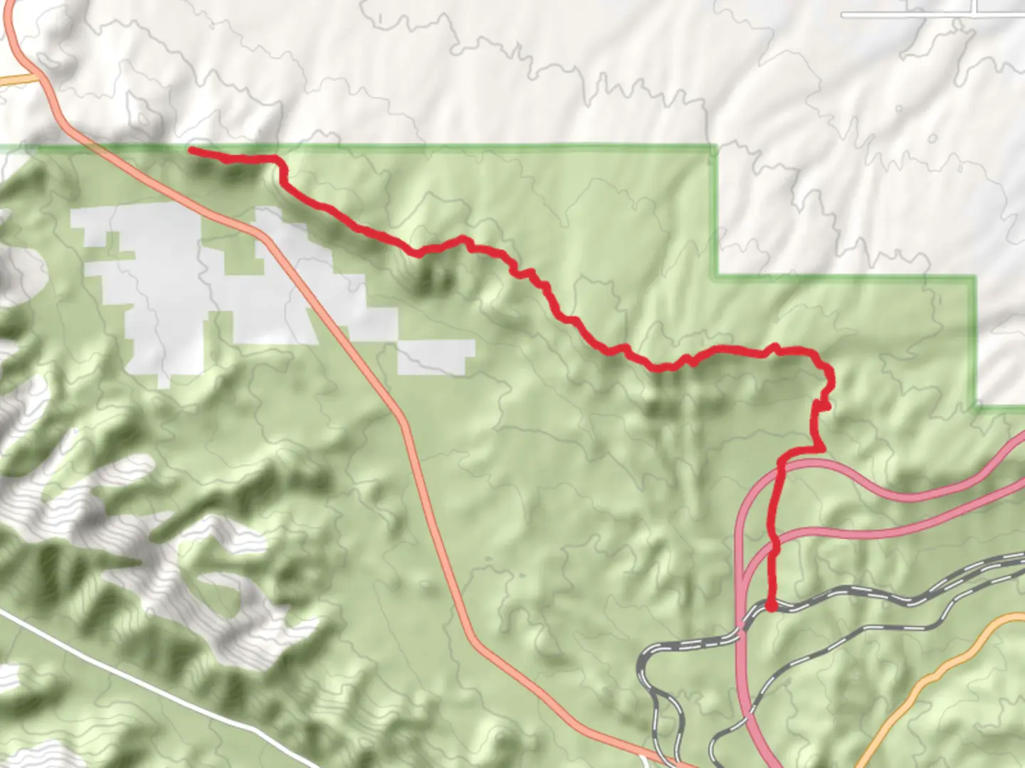 An image depicting the trail Baldy Mesa Ridge Trail and its surrounding area.