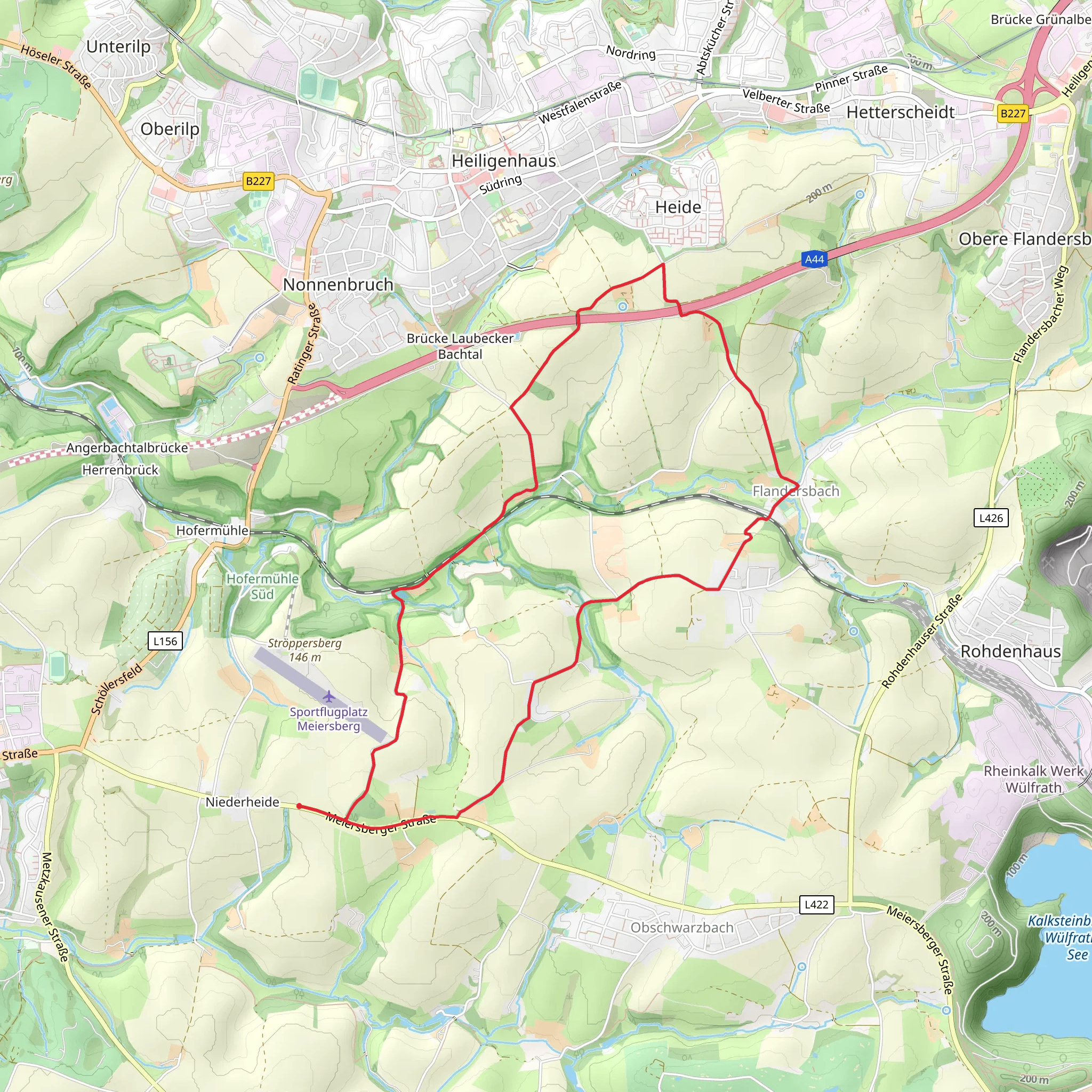 Heljensbad Rundweg and Wuelfrather Strasse mobile static map